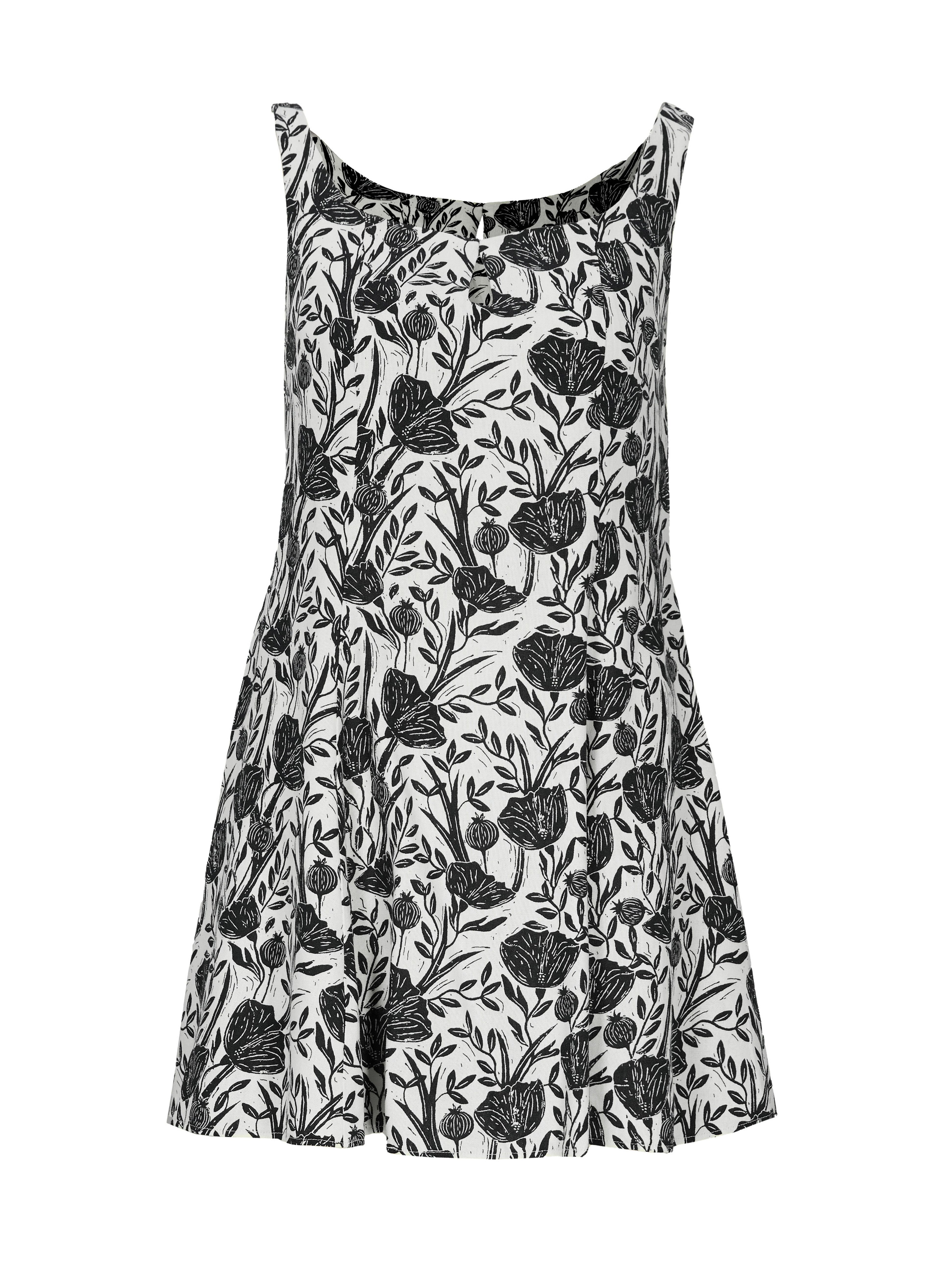 Rochie scurtă pentru femei neagră în linie A, cu bretele și imprimeu floral ORSAY - 005