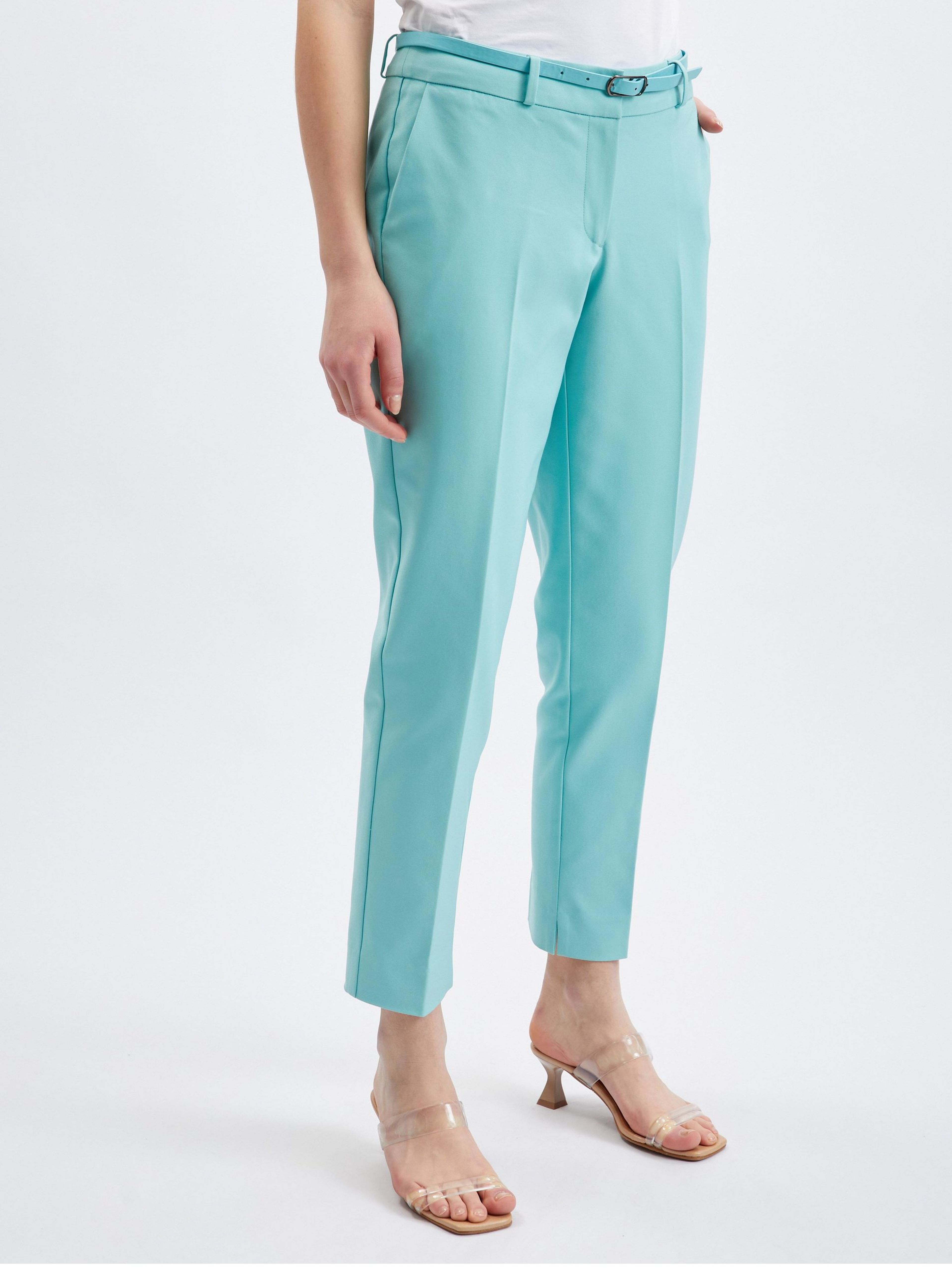 Pantaloni de damă albastru deschis ORSAY