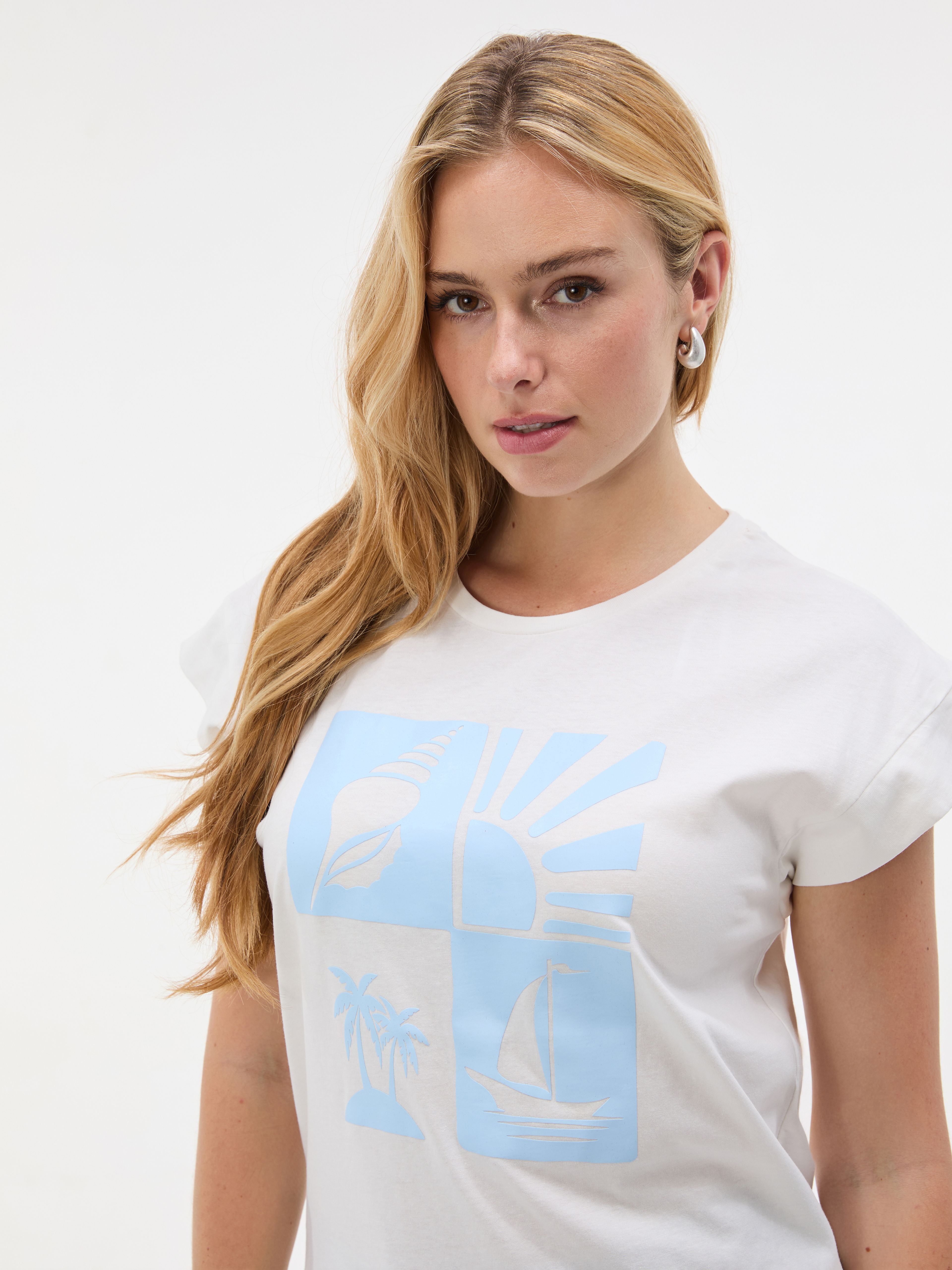 Biały damski t-shirt z krótkim rękawem ORSAY - 004
