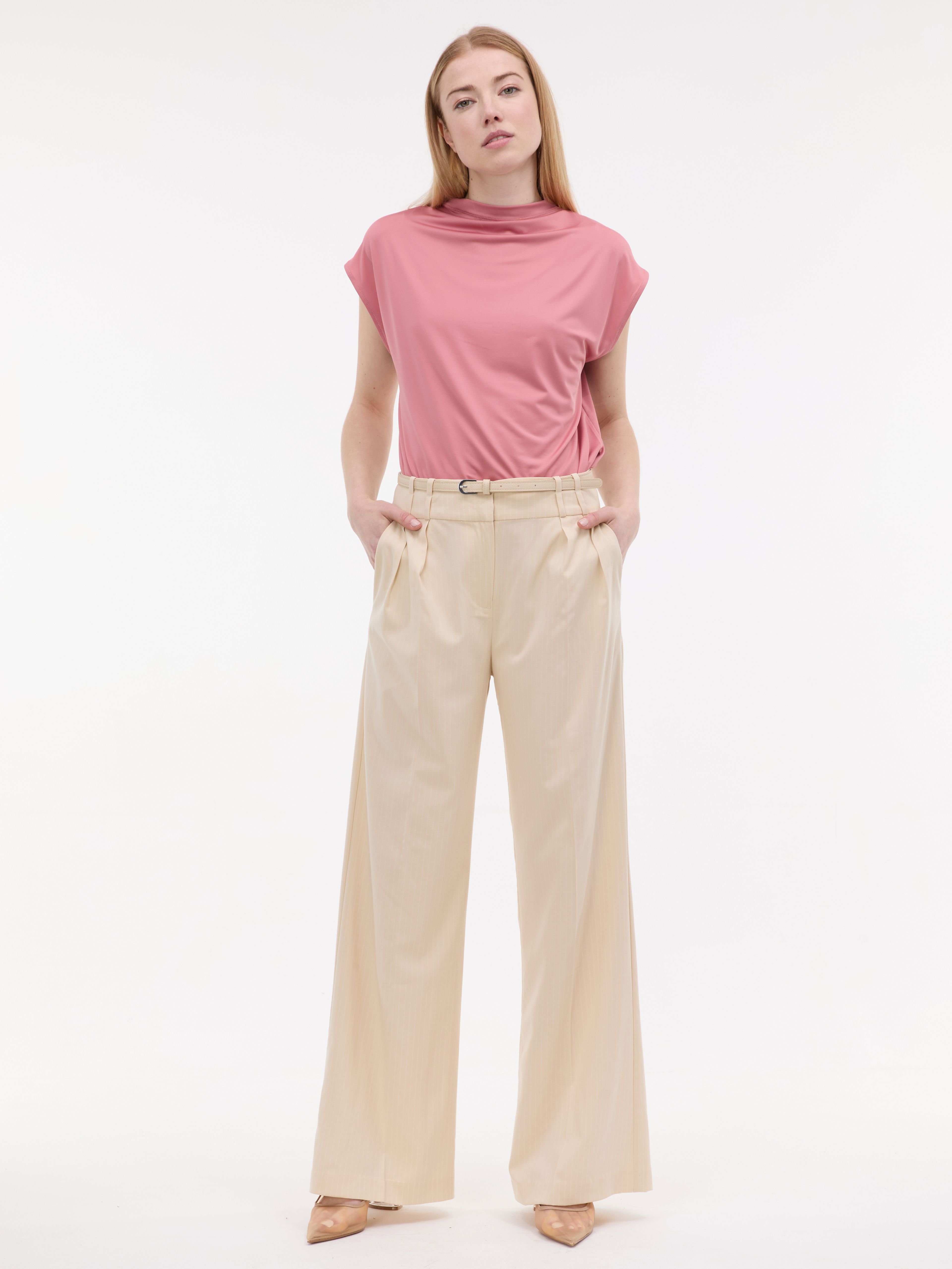 Kremowe damskie szerokie spodnie w paski ORSAY