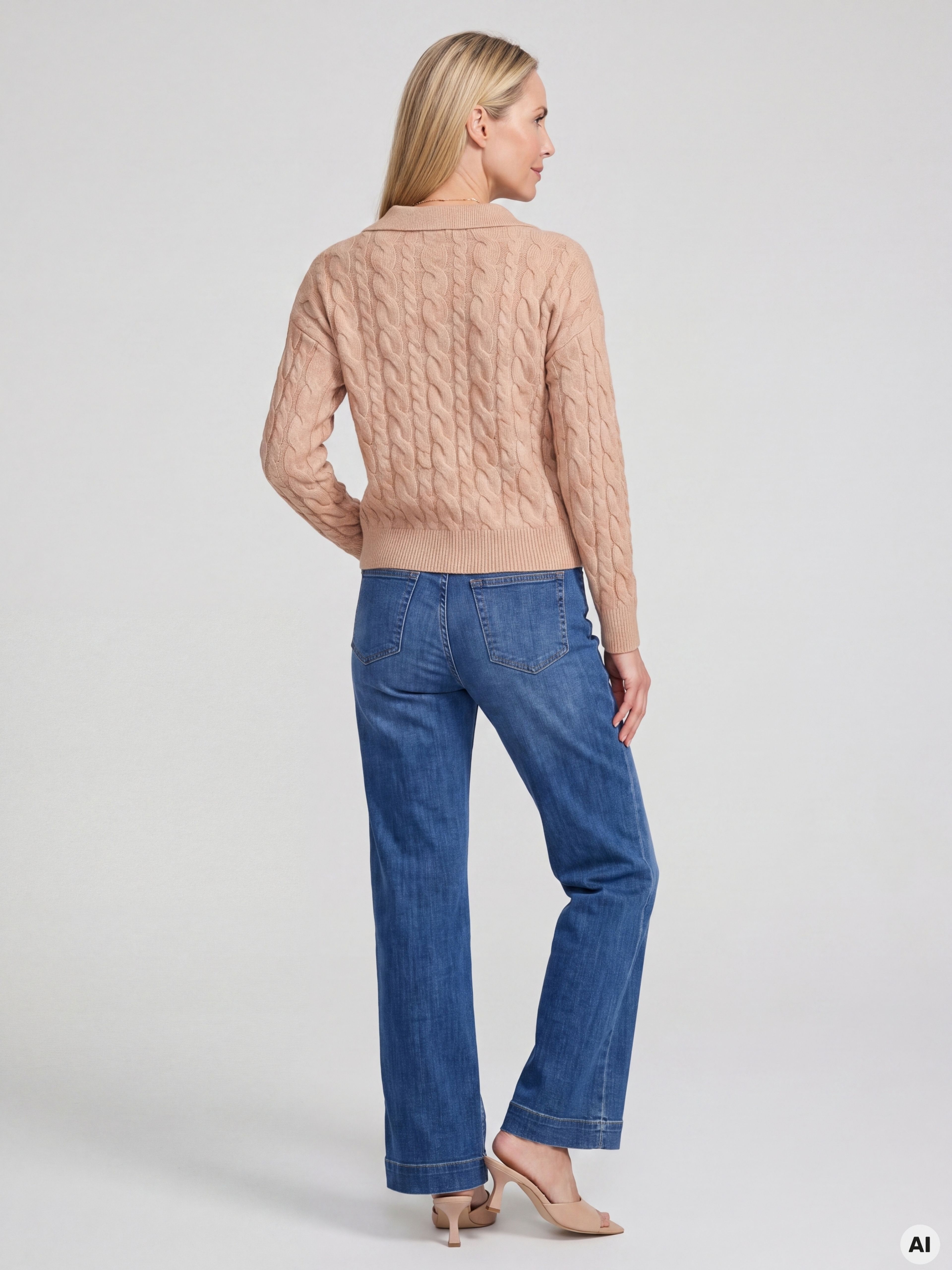 Beiger Damenpullover mit langen Ärmeln ORSAY - 005