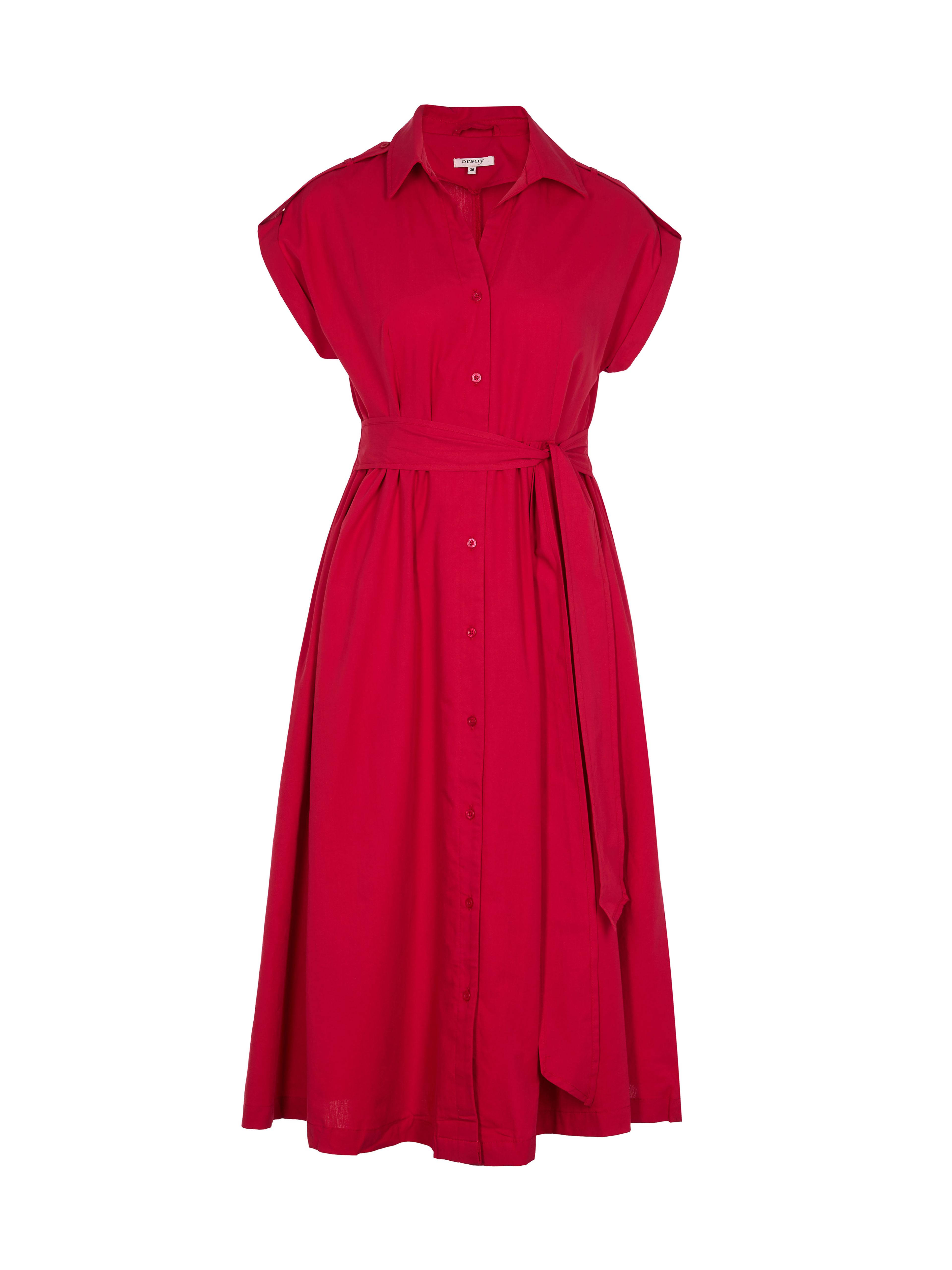 Rotes ärmelloses Damen-Kleid in A-Linie bis zum Knie mit Kragen ORSAY - 005