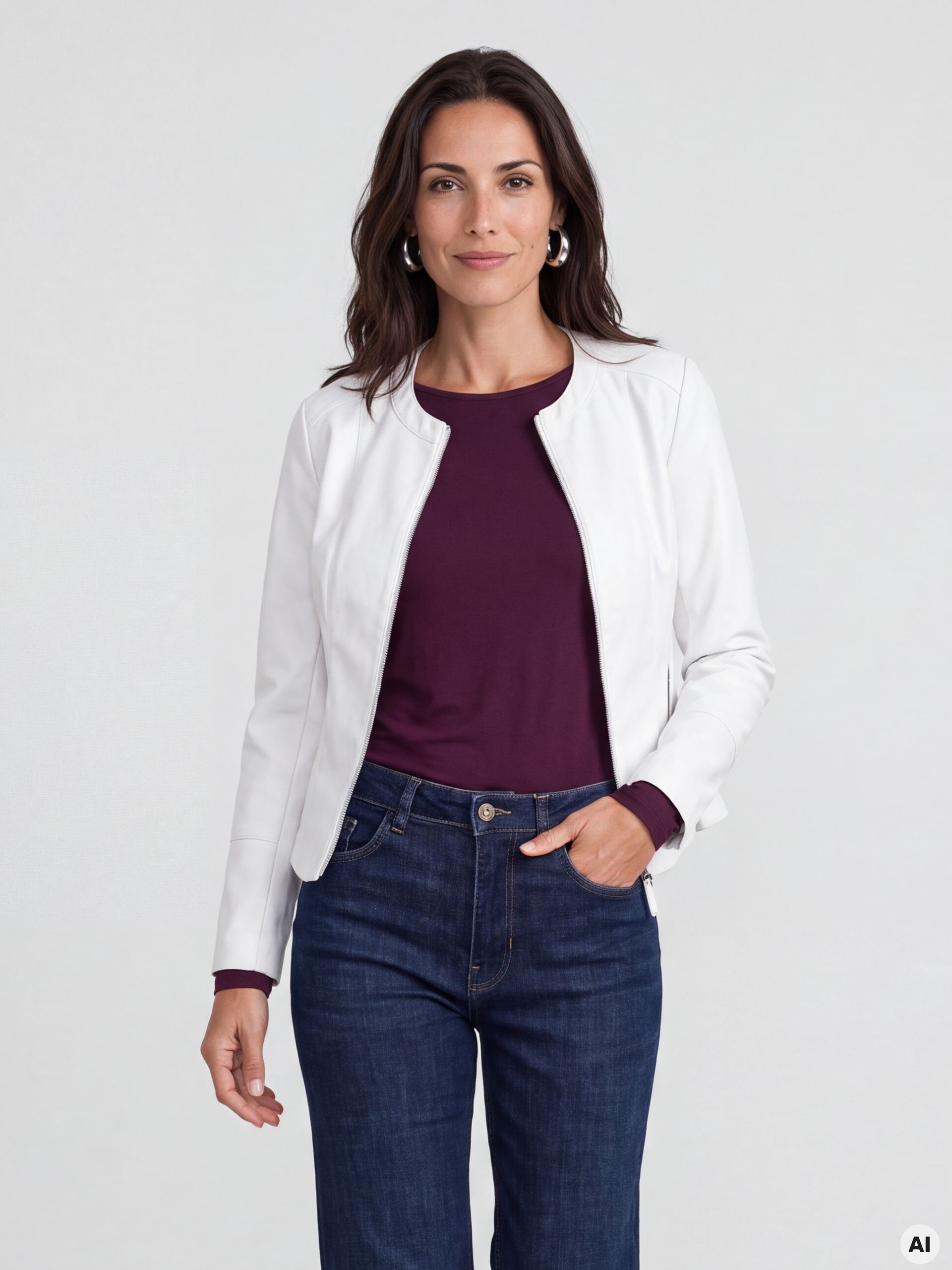 Weiße Damen-Kunstlederjacke ORSAY - 001