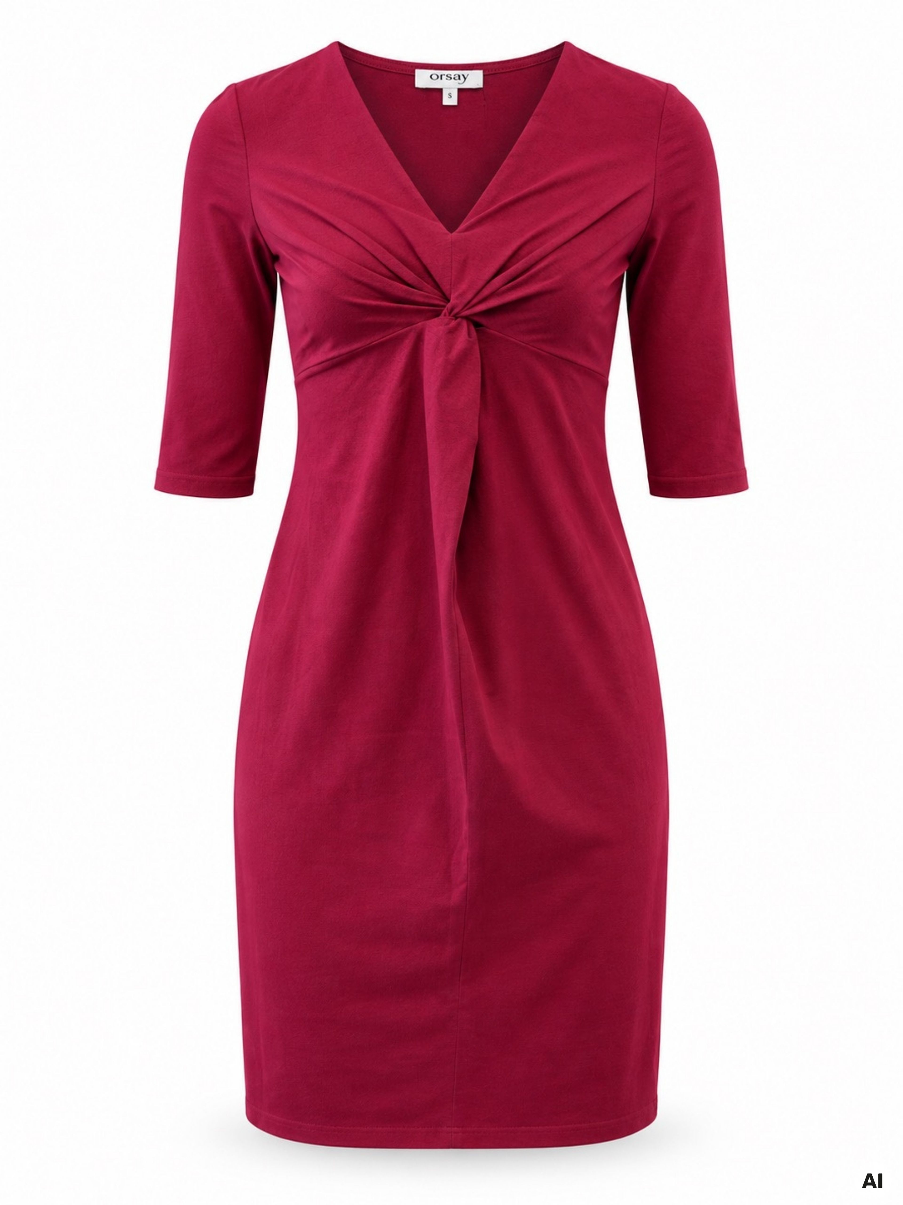 Rochie conică pentru femei bordo până la genunchi cu mâneci scurte ORSAY - 005