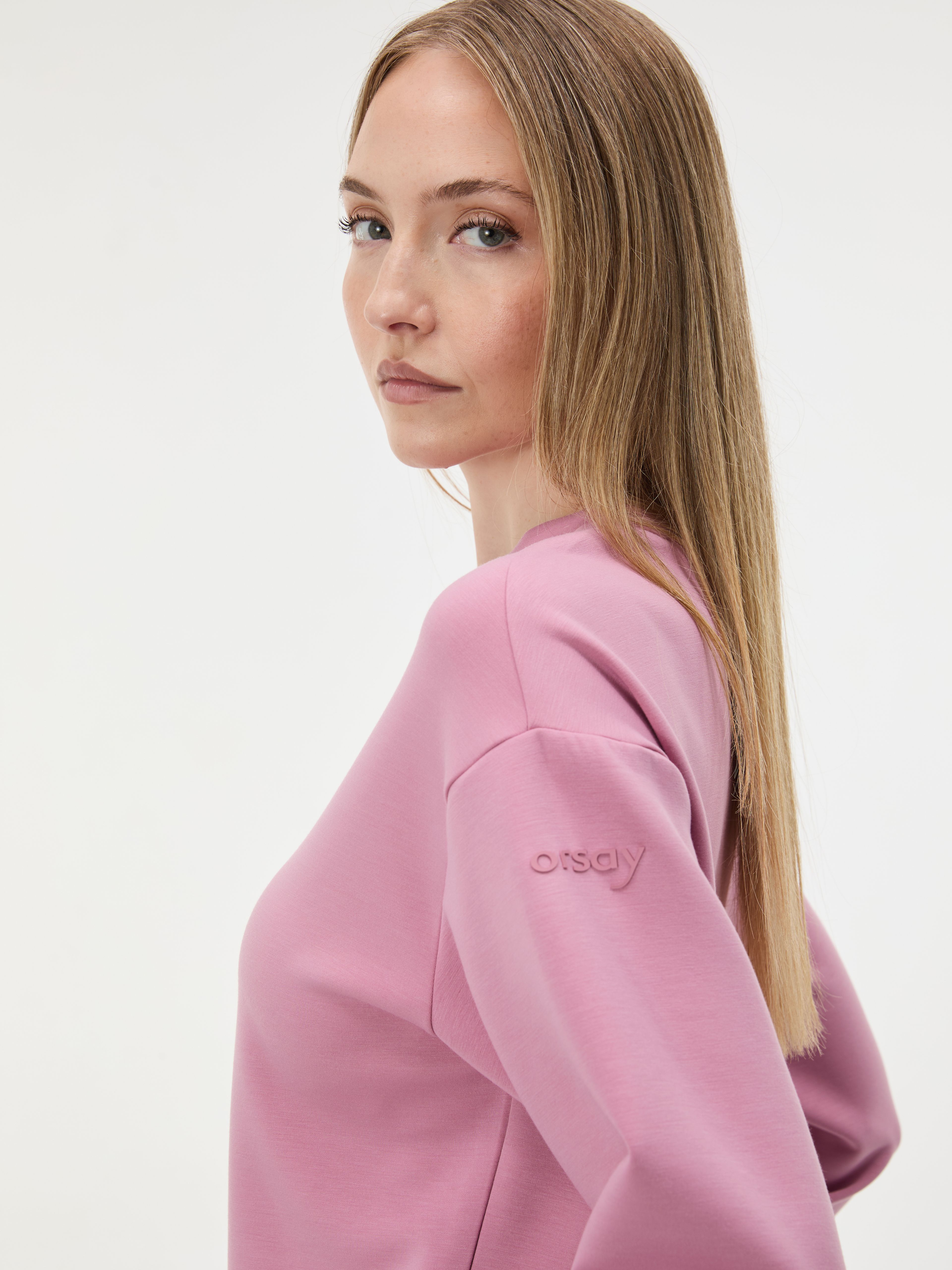 Rosa Damen-Sweatshirt mit langen Ärmeln ORSAY - 002