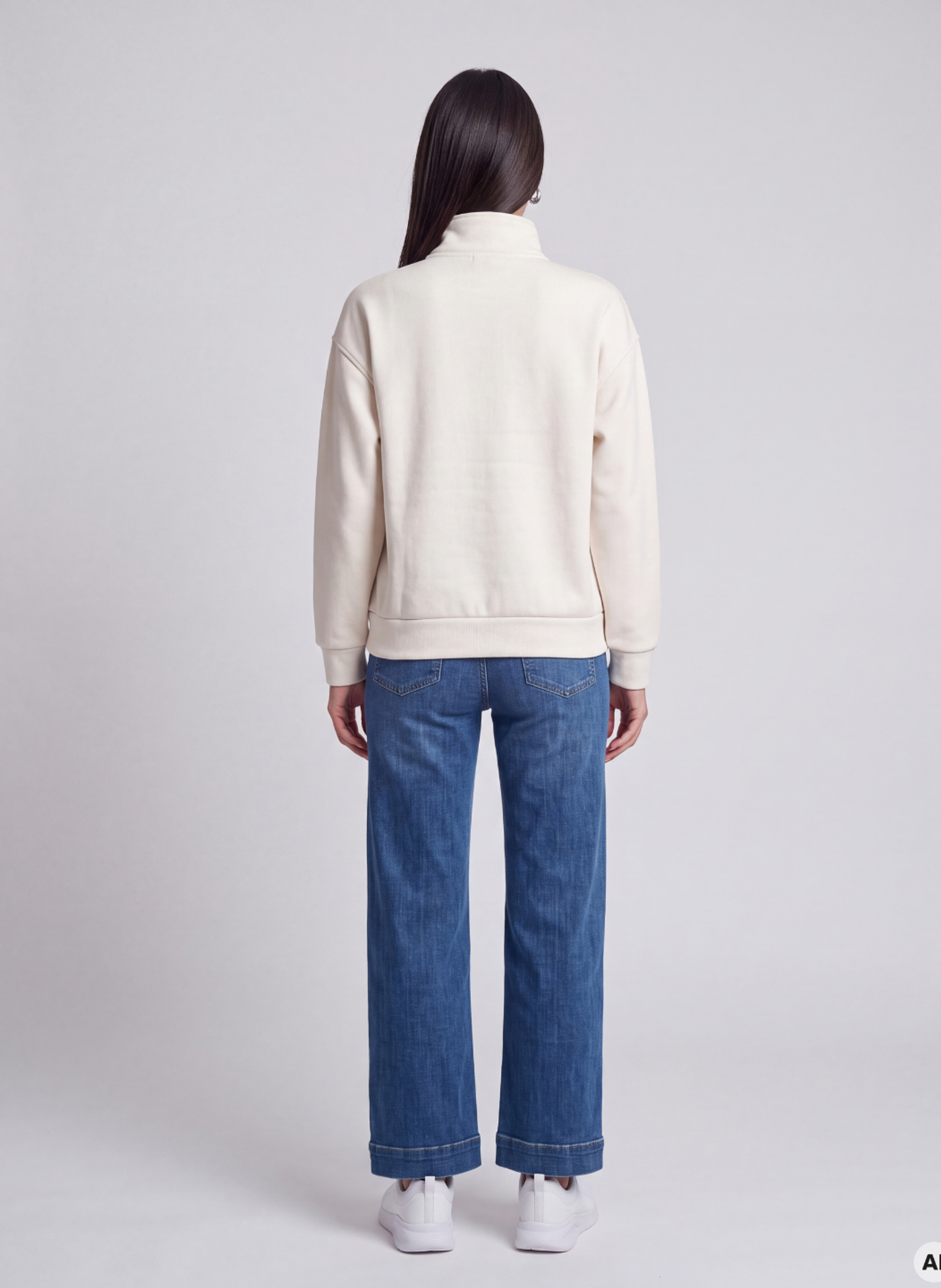 Weißes Damen-Sweatshirt mit Stehkragen und langen Ärmeln ORSAY - 003