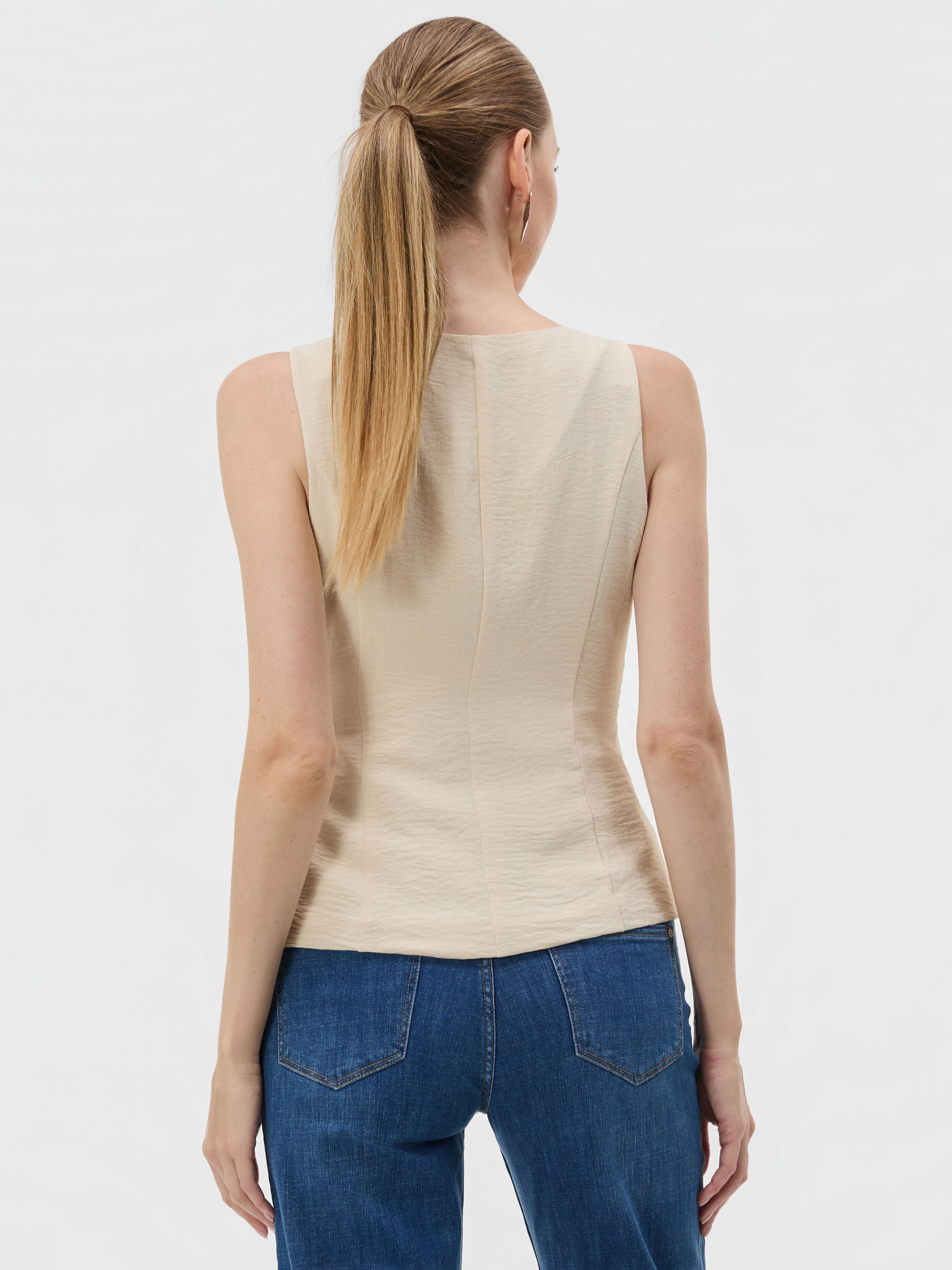 Cremefarbenes Damen-Trägertop mit V-Ausschnitt ORSAY - 002