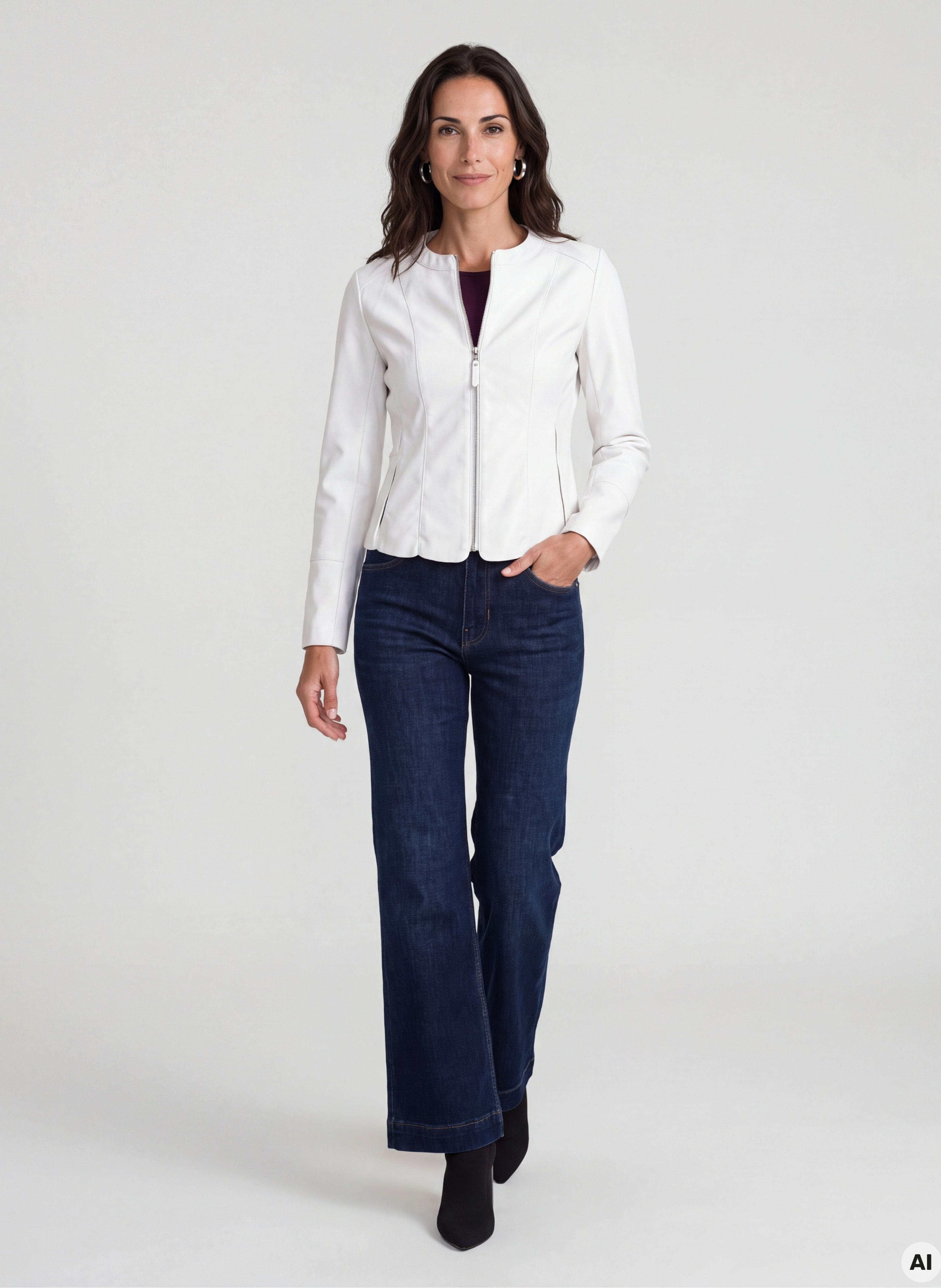Weiße Damen-Kunstlederjacke ORSAY - 002