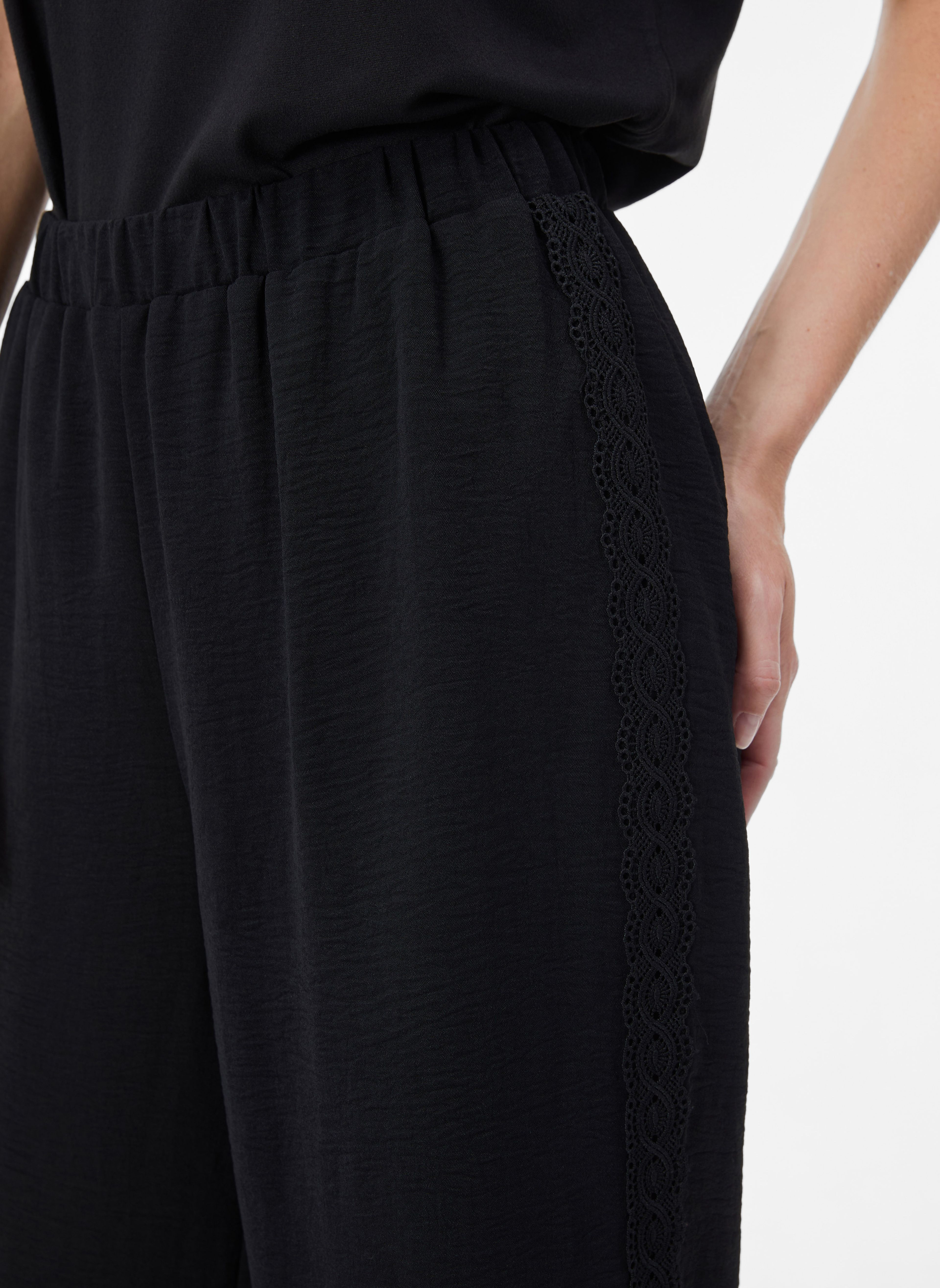 ORSAY Fekete női bő szárú culotte nadrág magas derékkal - 004