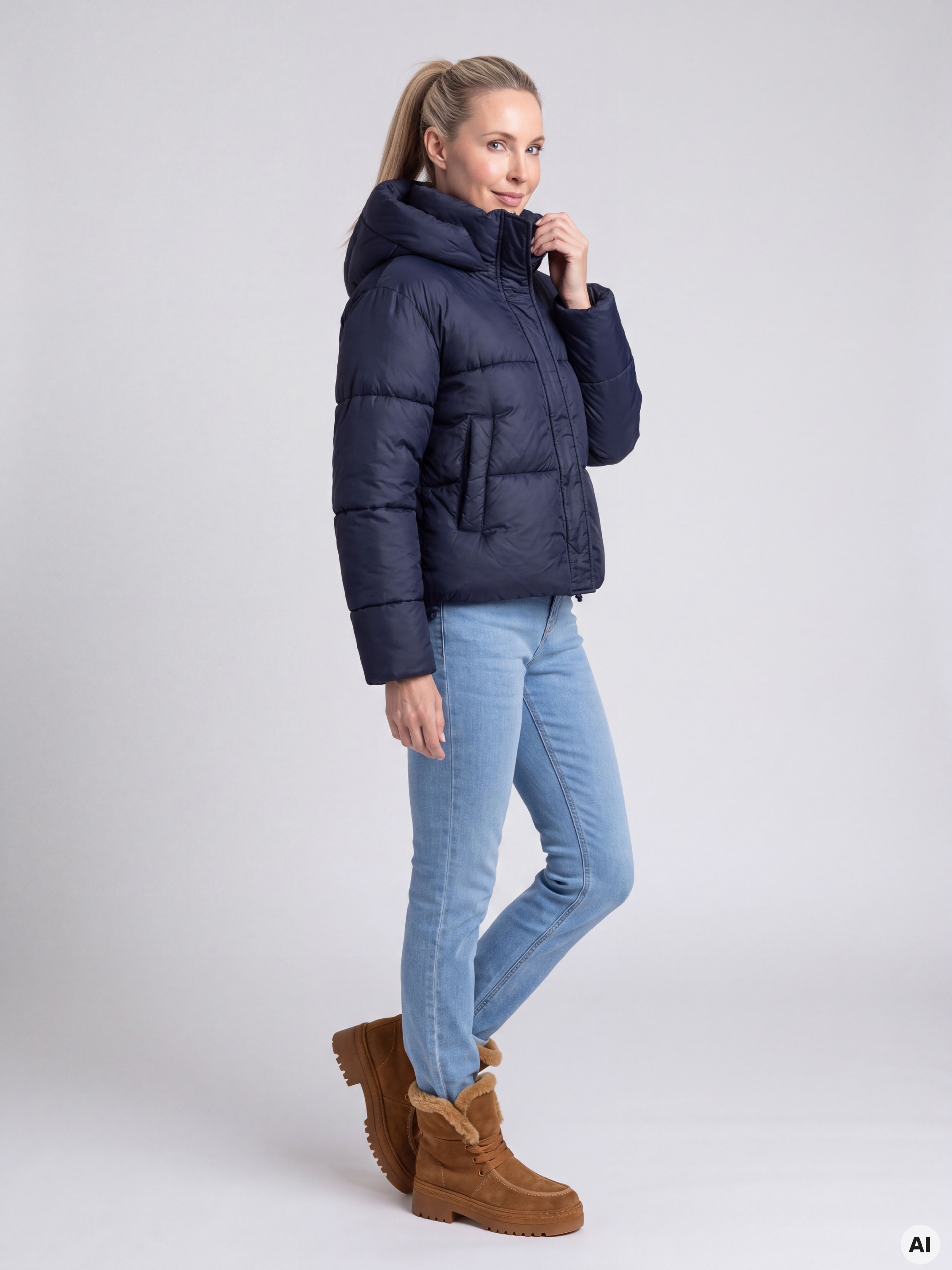 Dunkelblaue Damen-Winterjacke ORSAY - 003