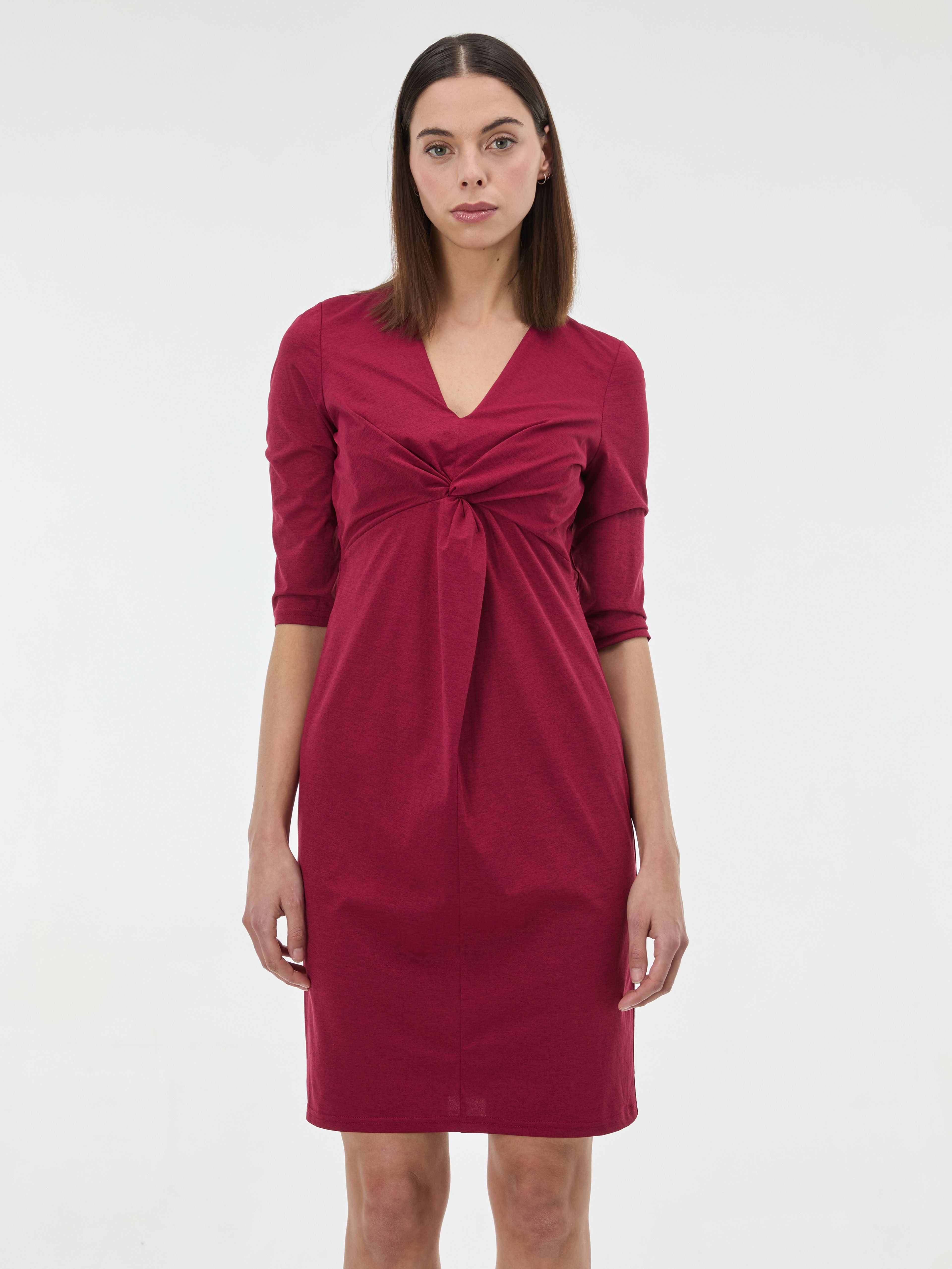 Bordowa damska sukienka do kolan ORSAY