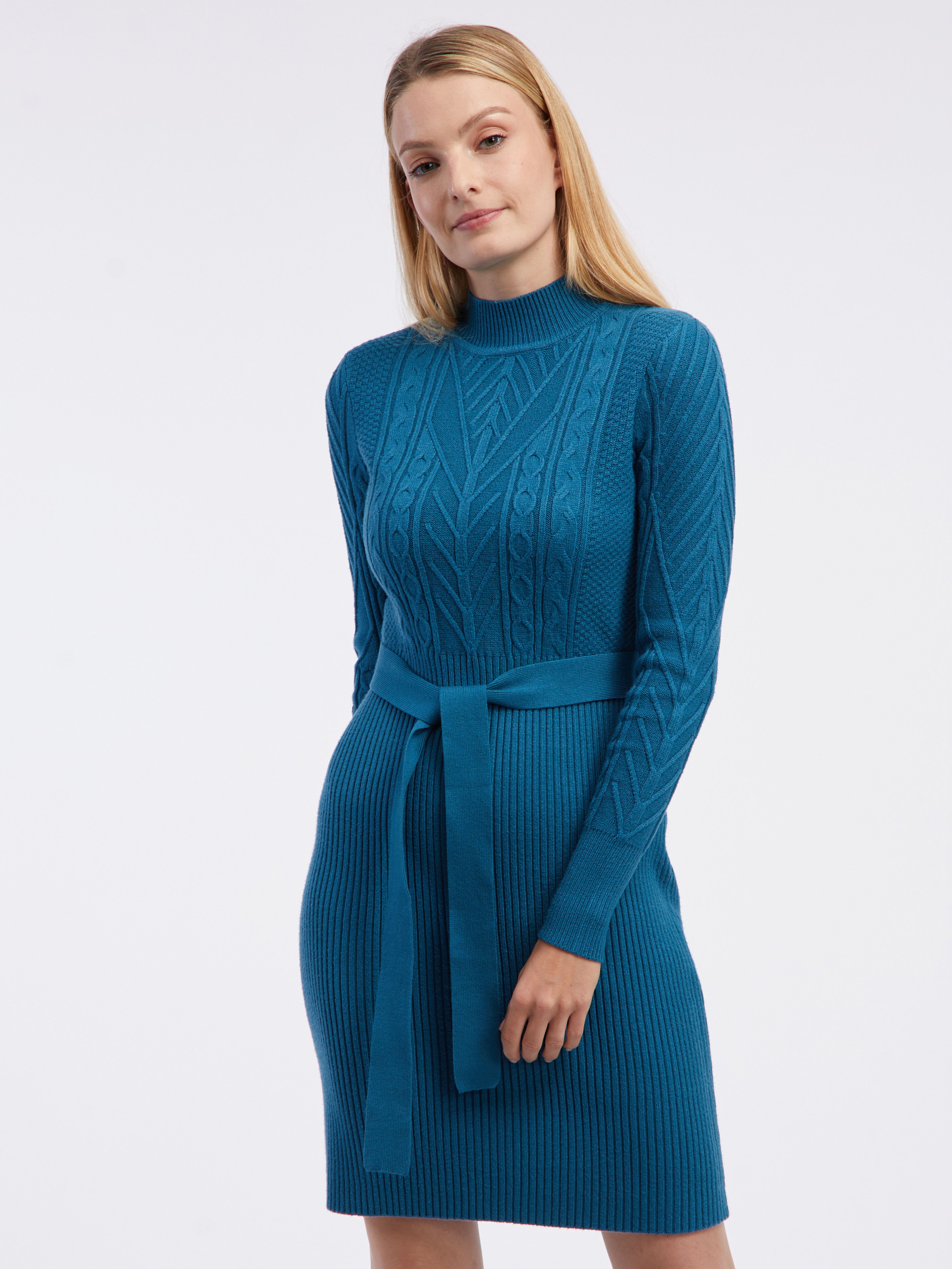 Rochie pulover petrol pentru femei ORSAY