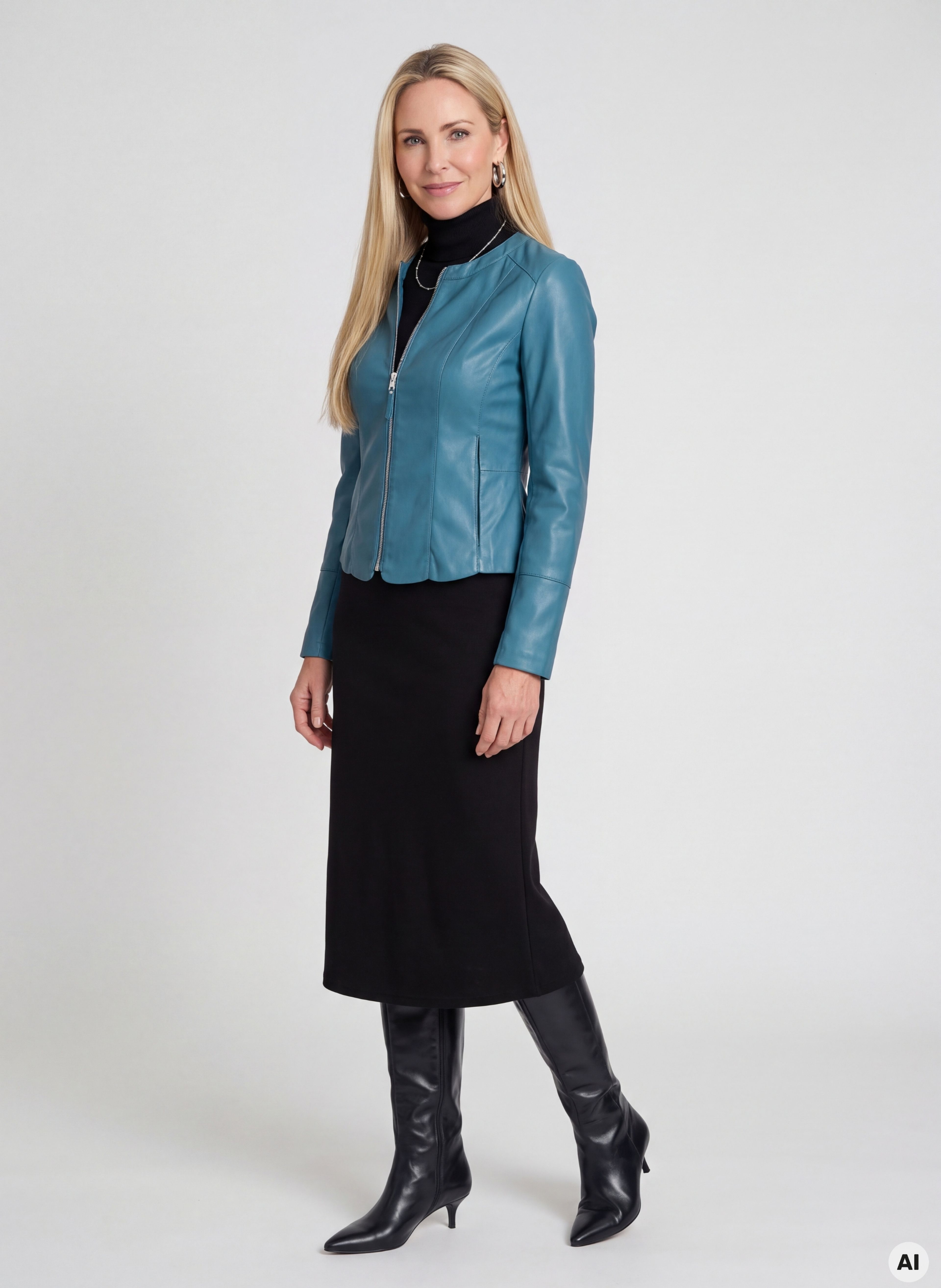 Türkisfarbene Damen-Kunstlederjacke ORSAY - 003