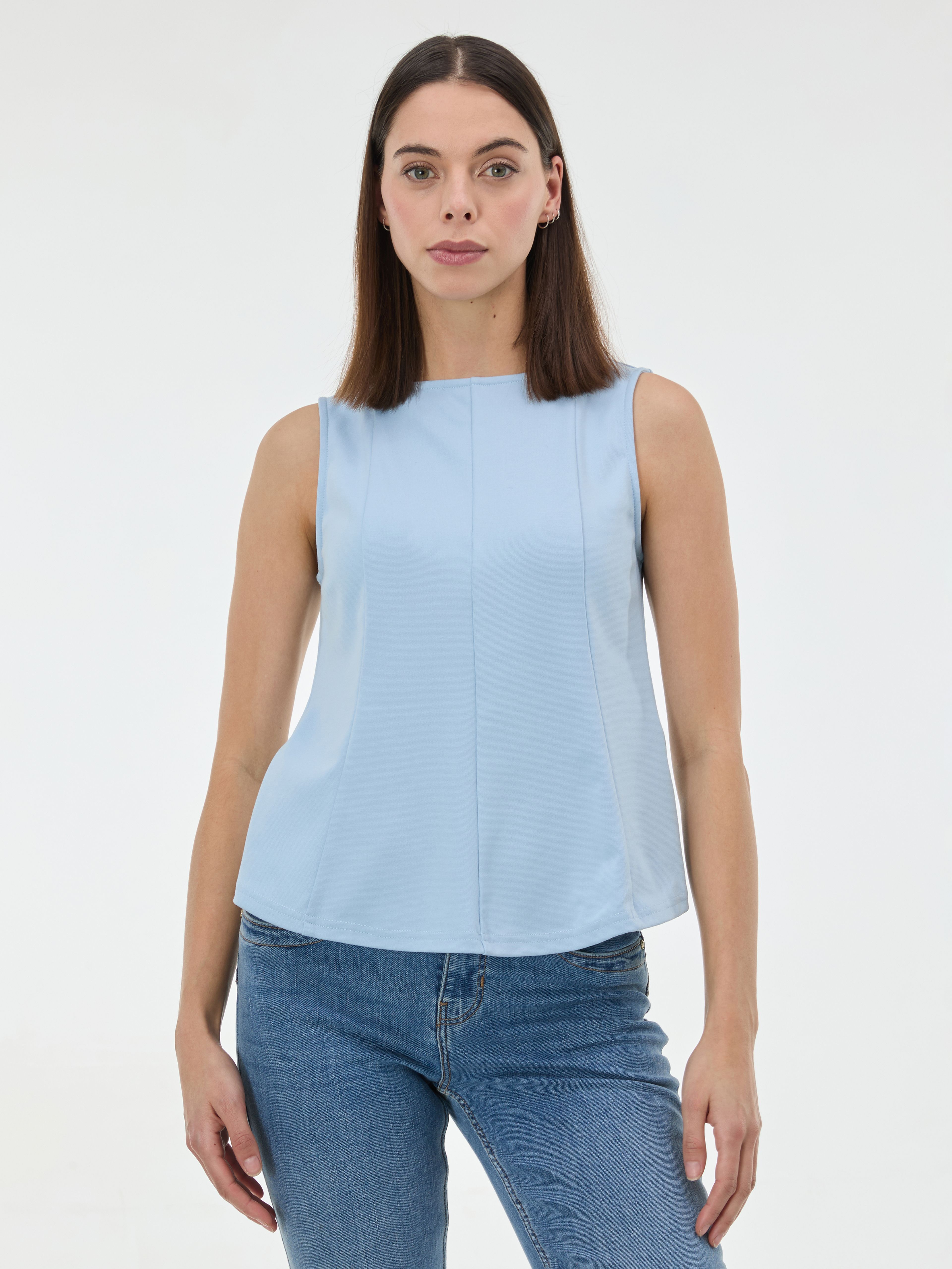Jasnoniebieski damski top bez rękawów ORSAY