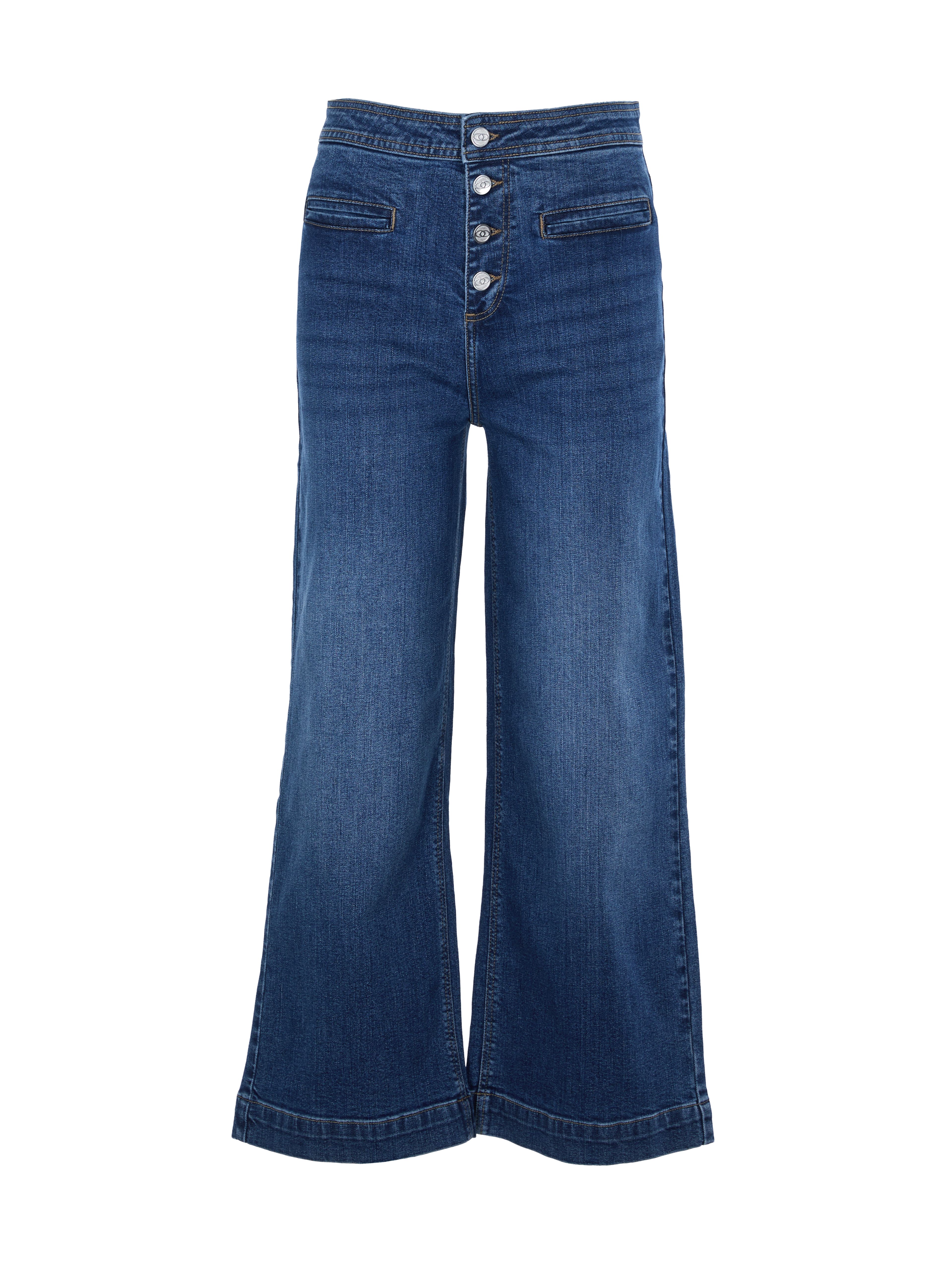 Niebieskie szerokie jeansy damskie ORSAY - 006