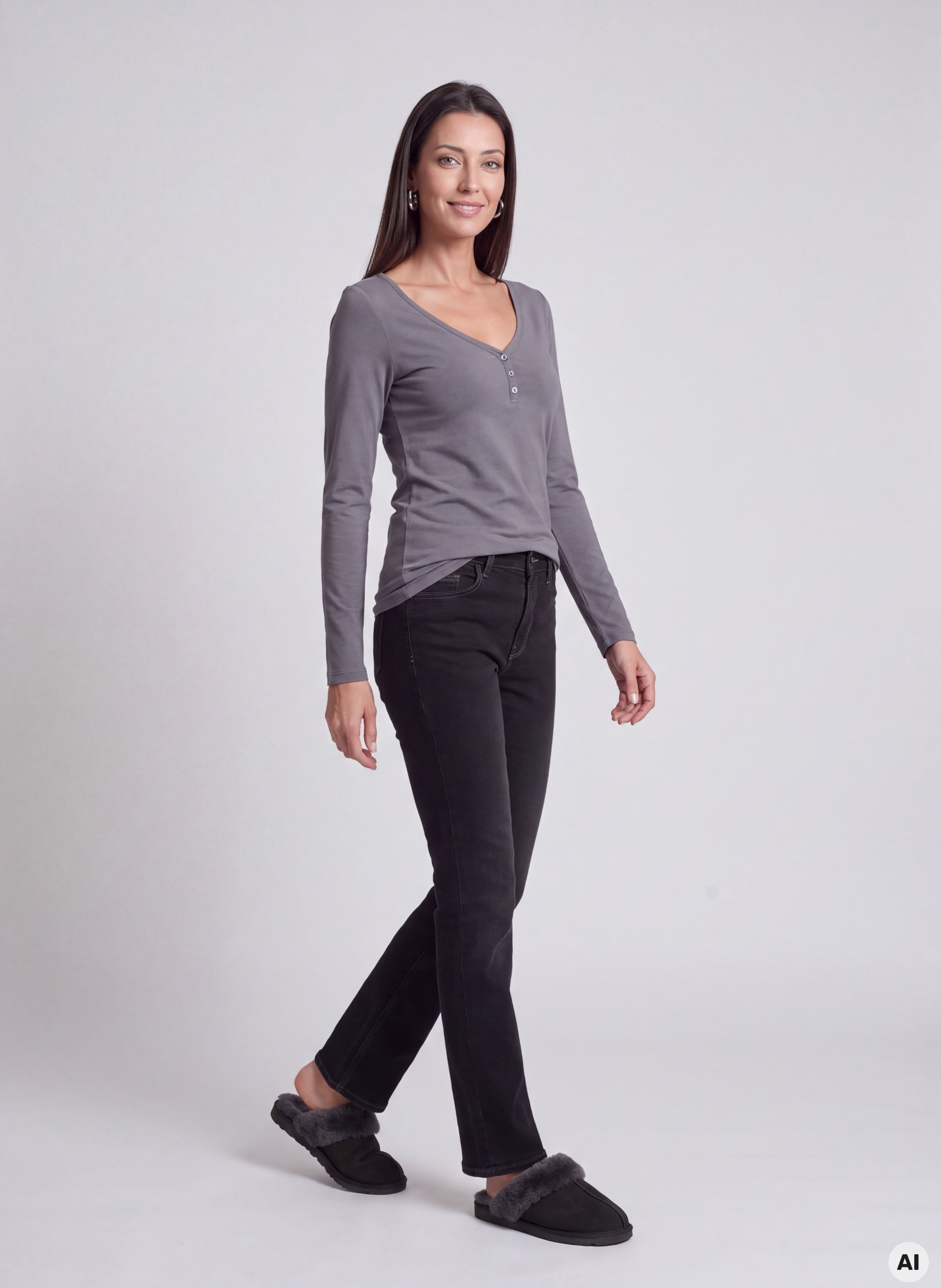 Tricou pentru femei gri cu mâneci lungi ORSAY - 004