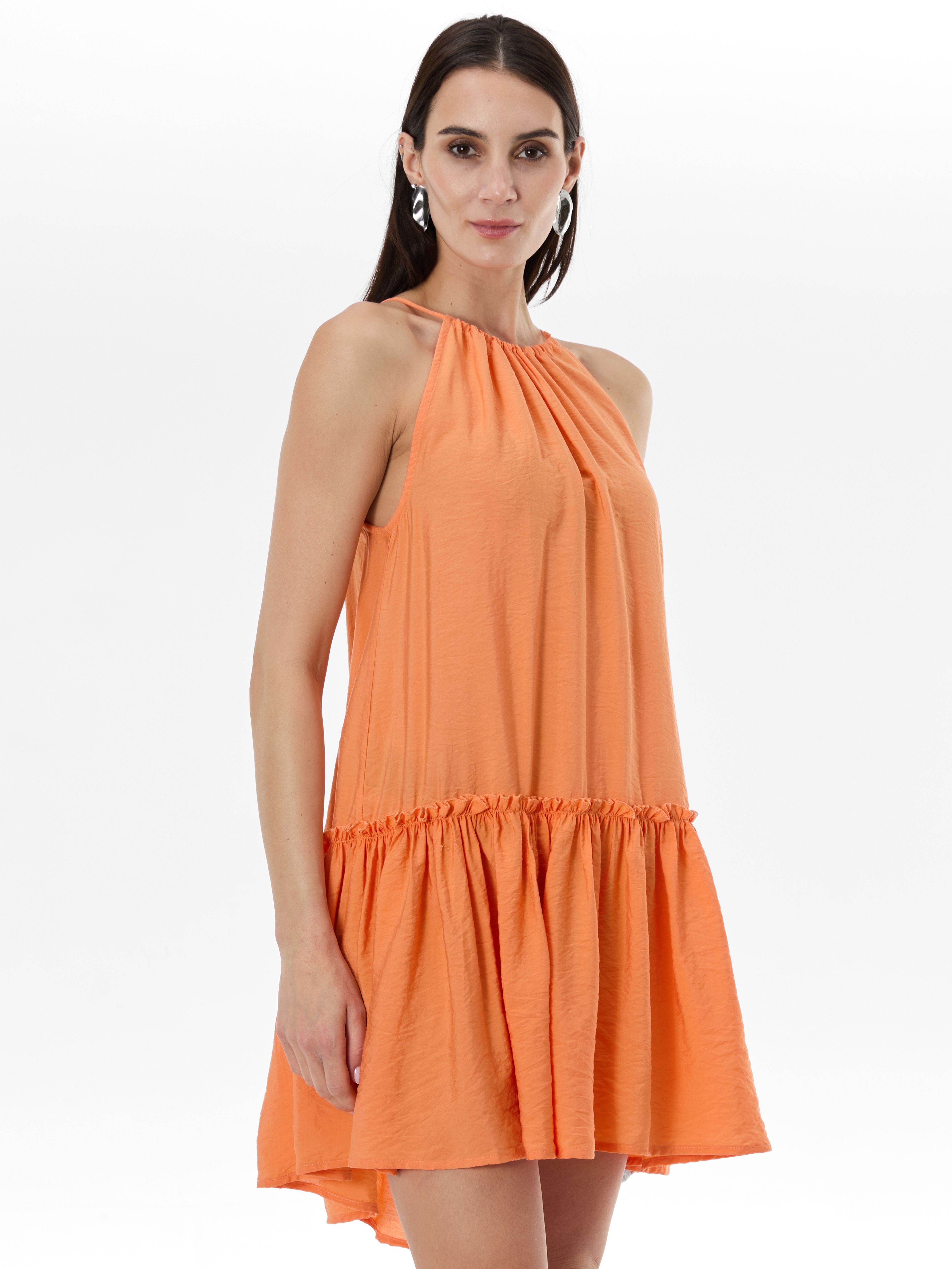 Pomarańczowa damska sukienka do kolan ORSAY