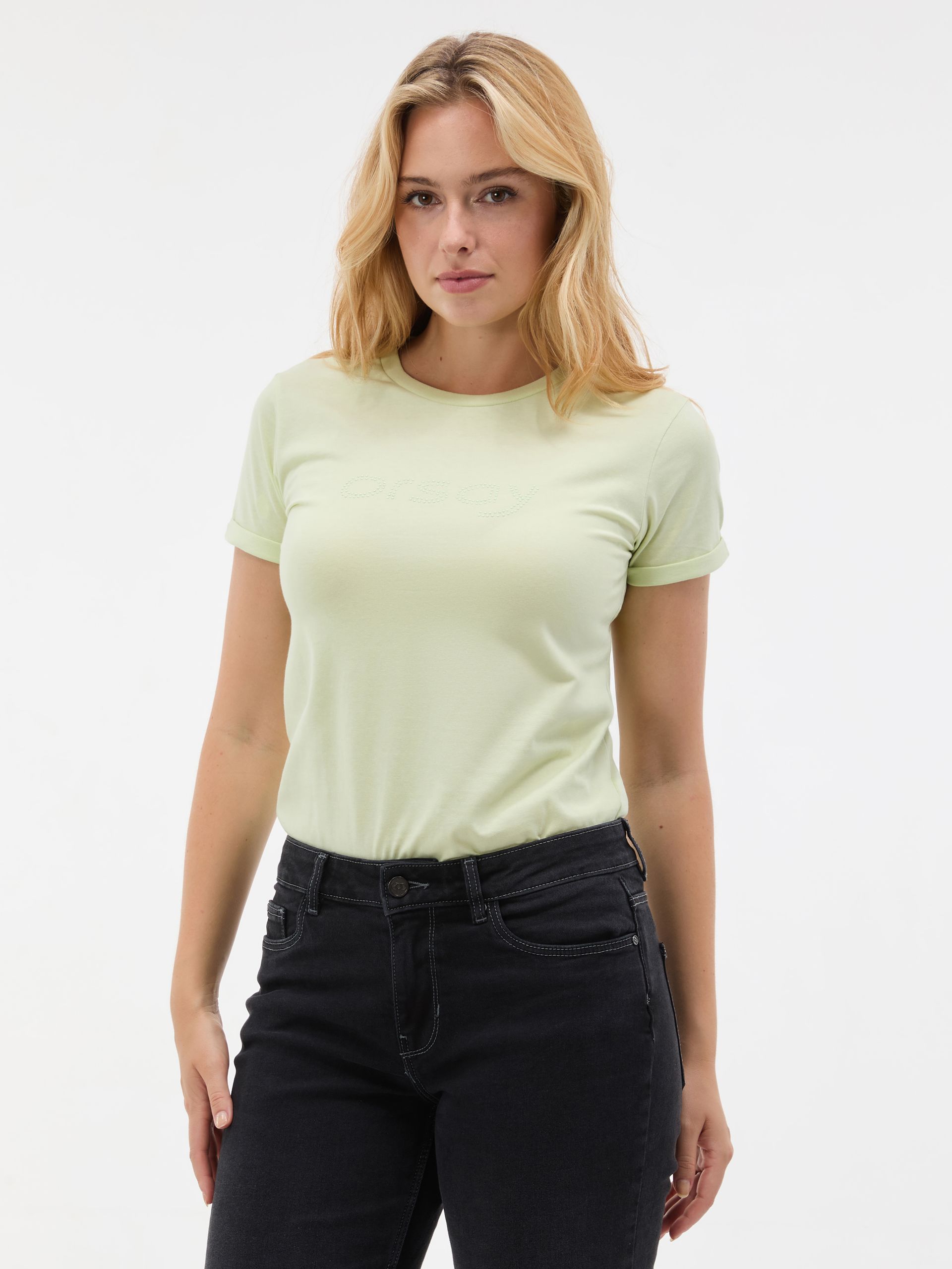Jasnozielony damski t-shirt z krótkim rękawem ORSAY - 001