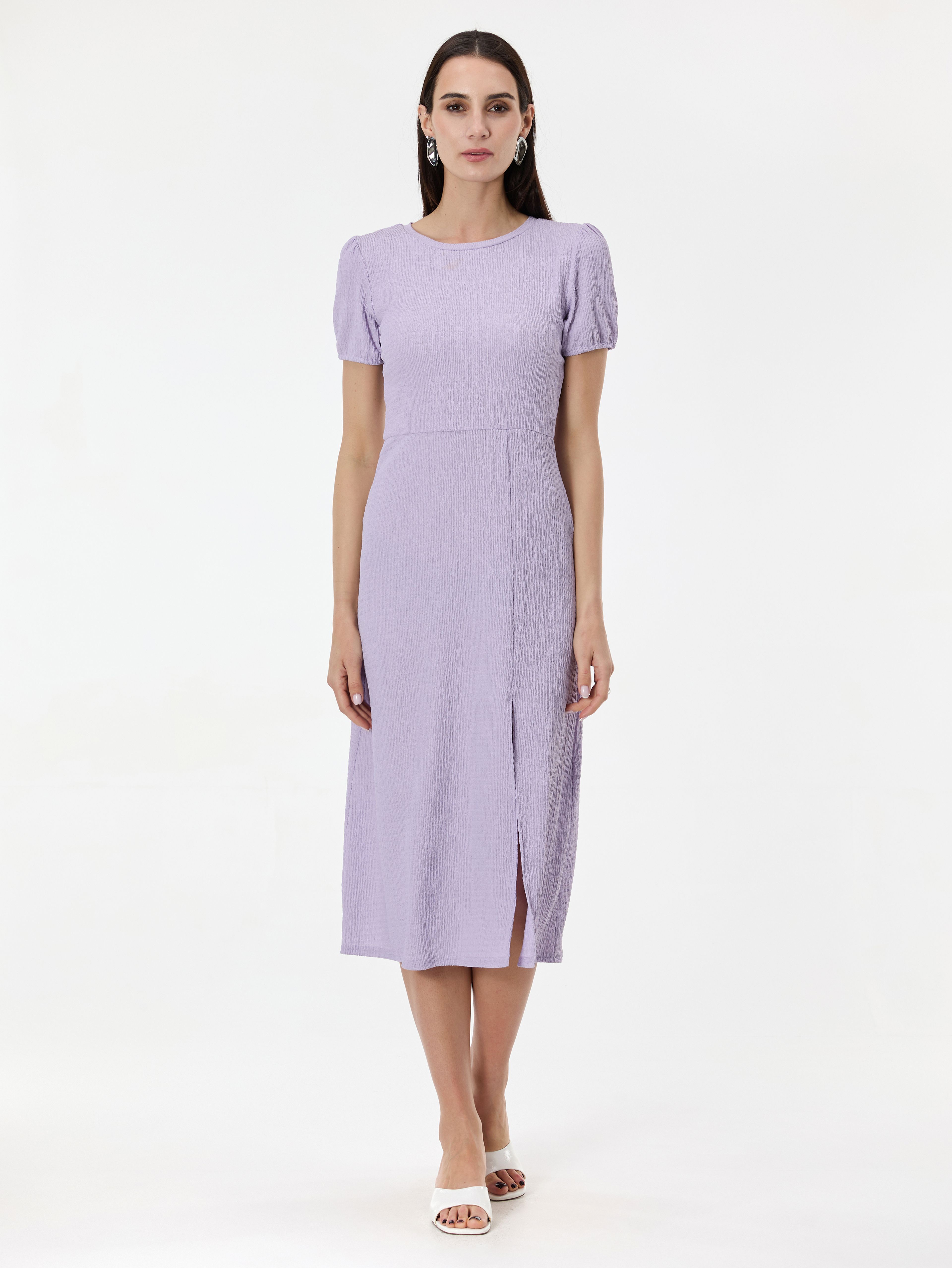 Jasnofioletowa damska sukienka midi ORSAY