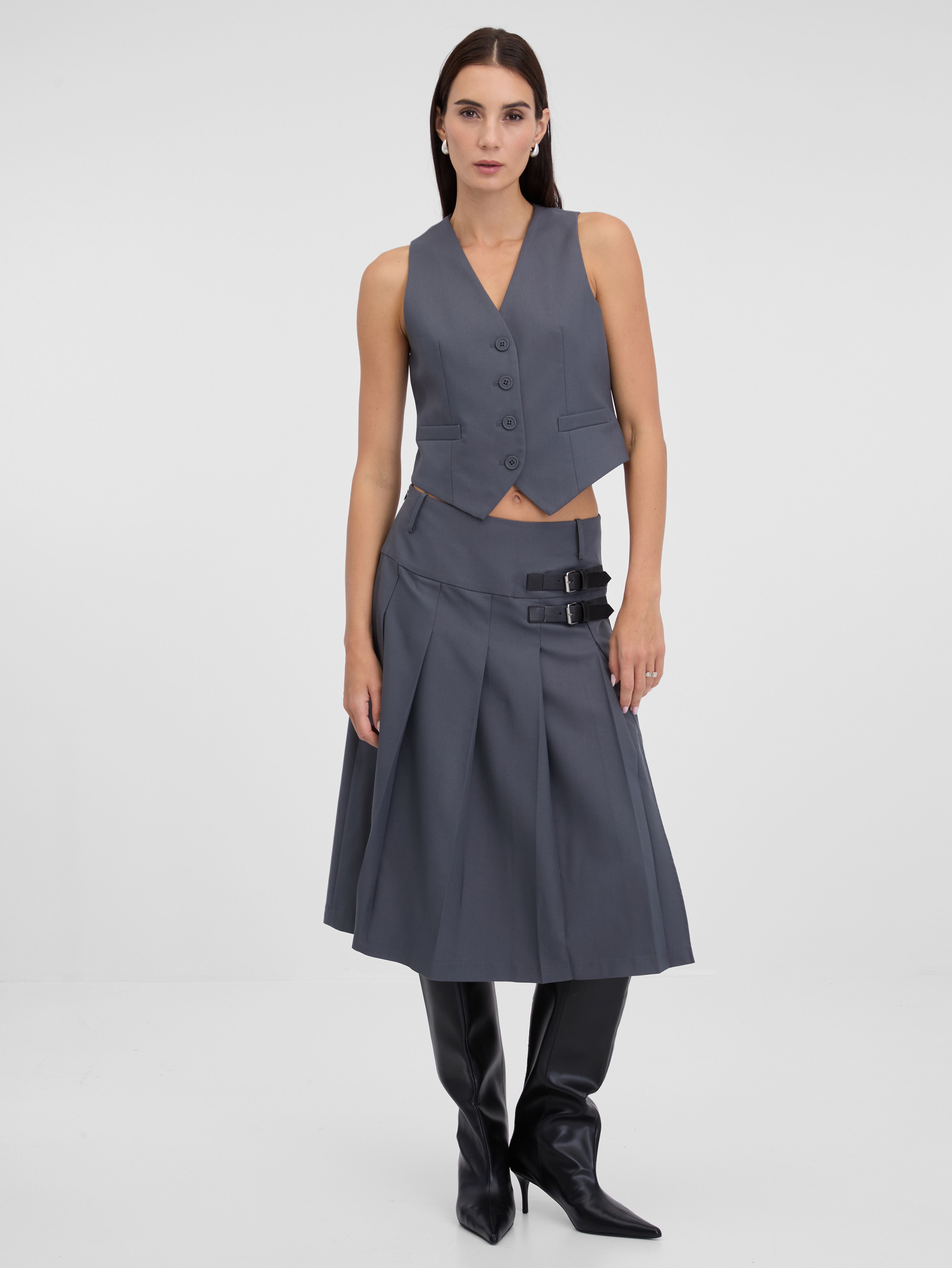 Grauer Damen-Midirock ORSAY