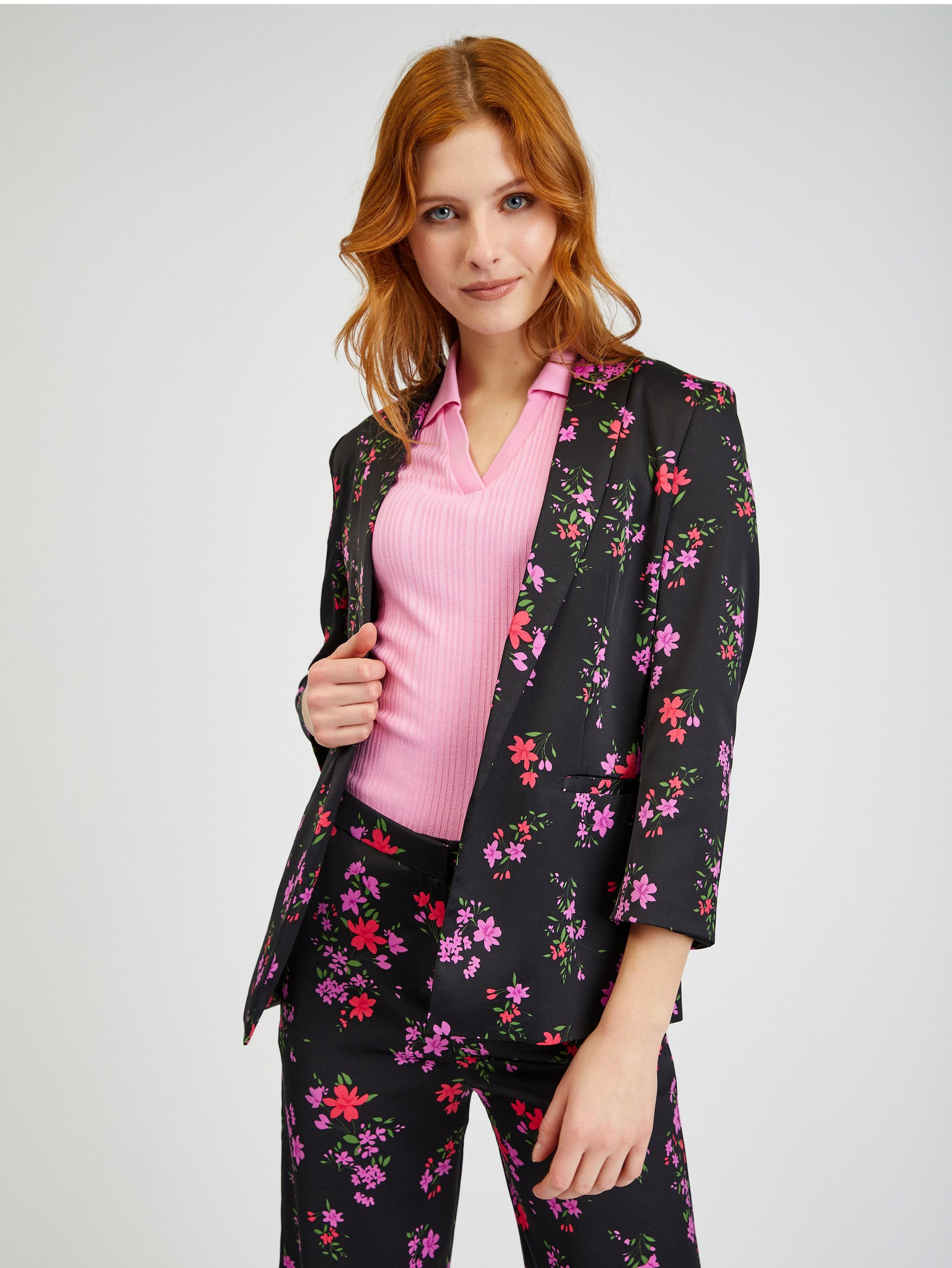 Schwarzer geblümter Damen Blazer ORSAY