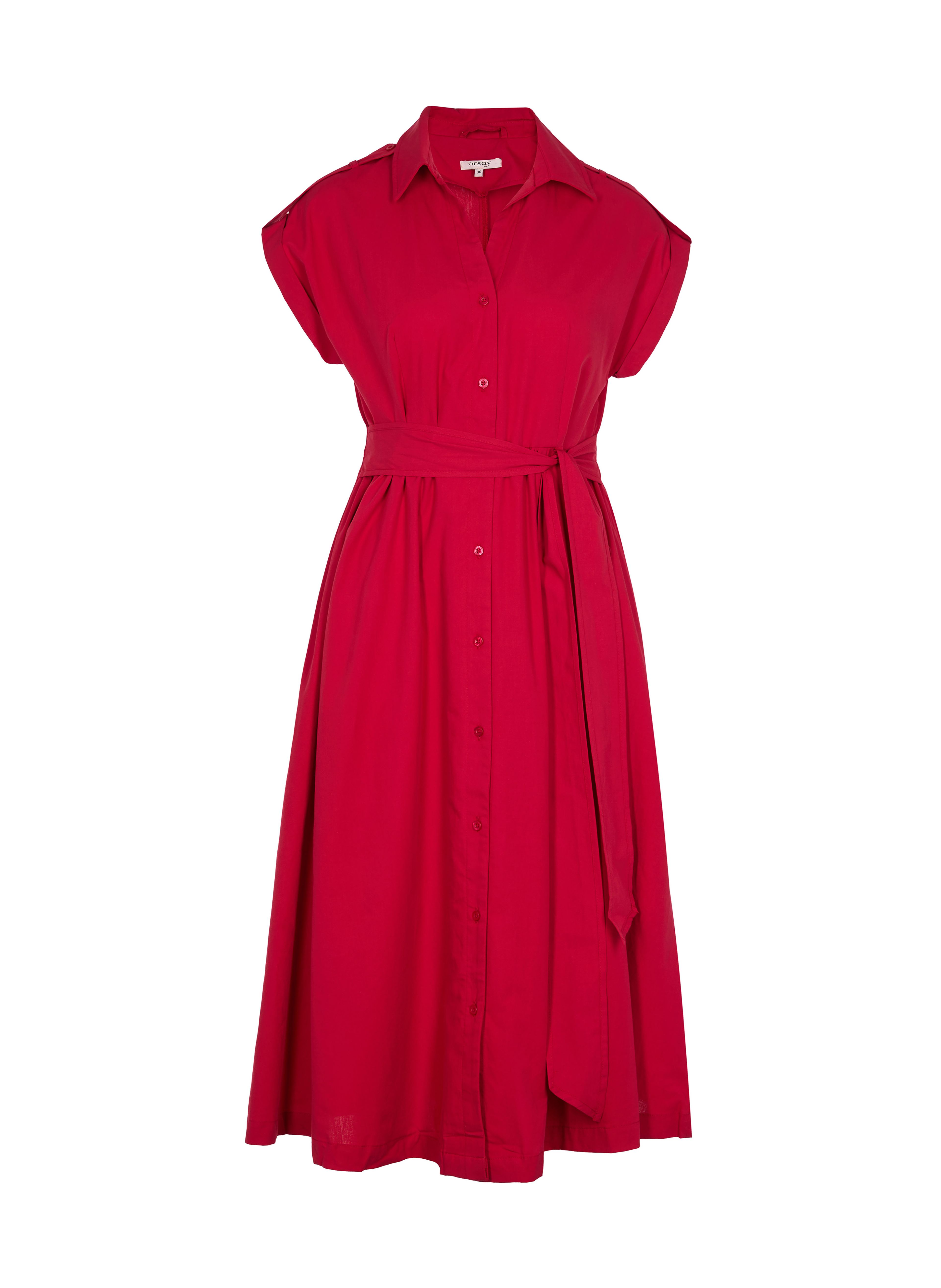 Rotes ärmelloses Damen-Kleid in A-Linie bis zum Knie mit Kragen ORSAY - 005