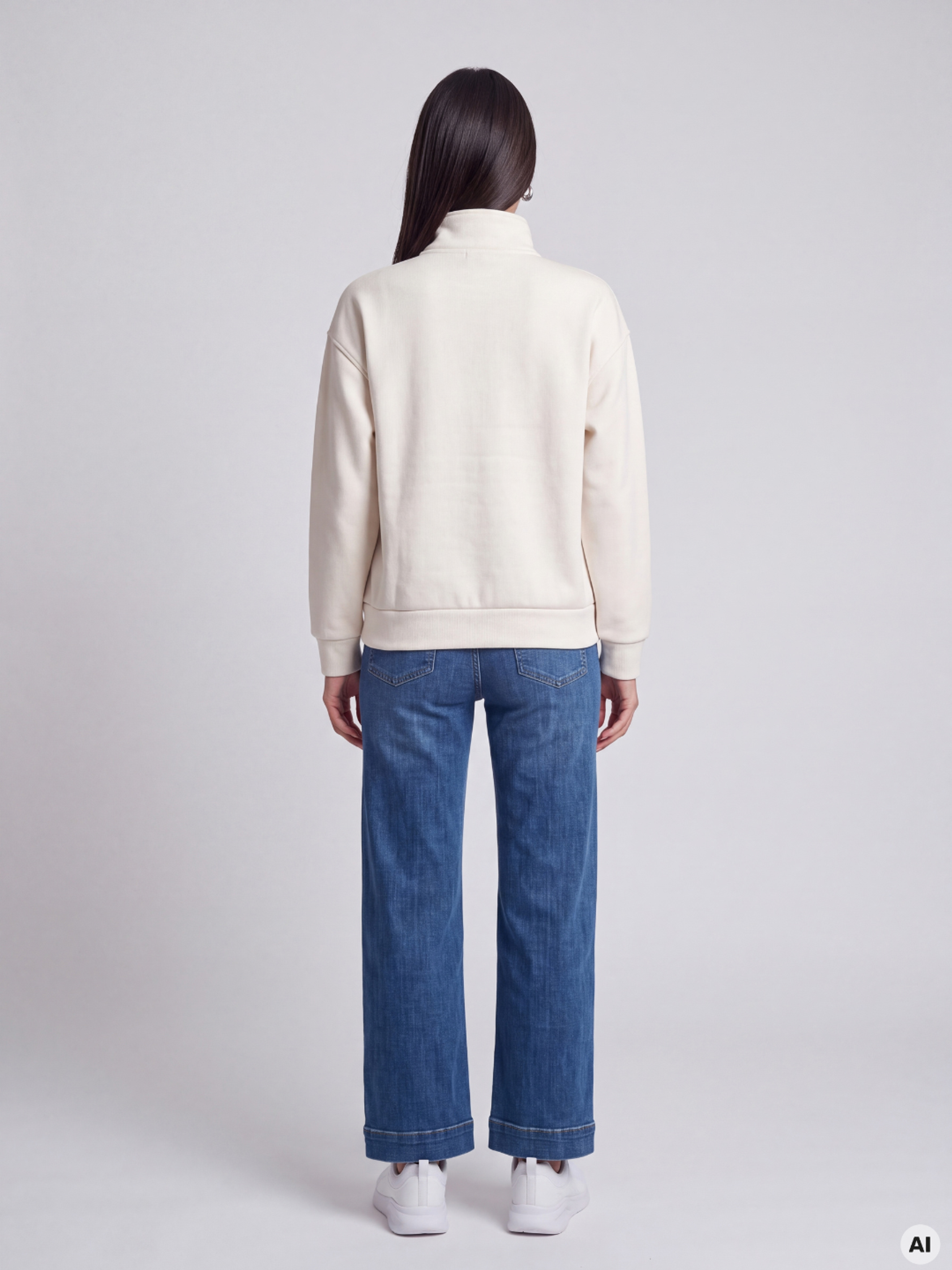 Weißes Damen-Sweatshirt mit Stehkragen und langen Ärmeln ORSAY - 003