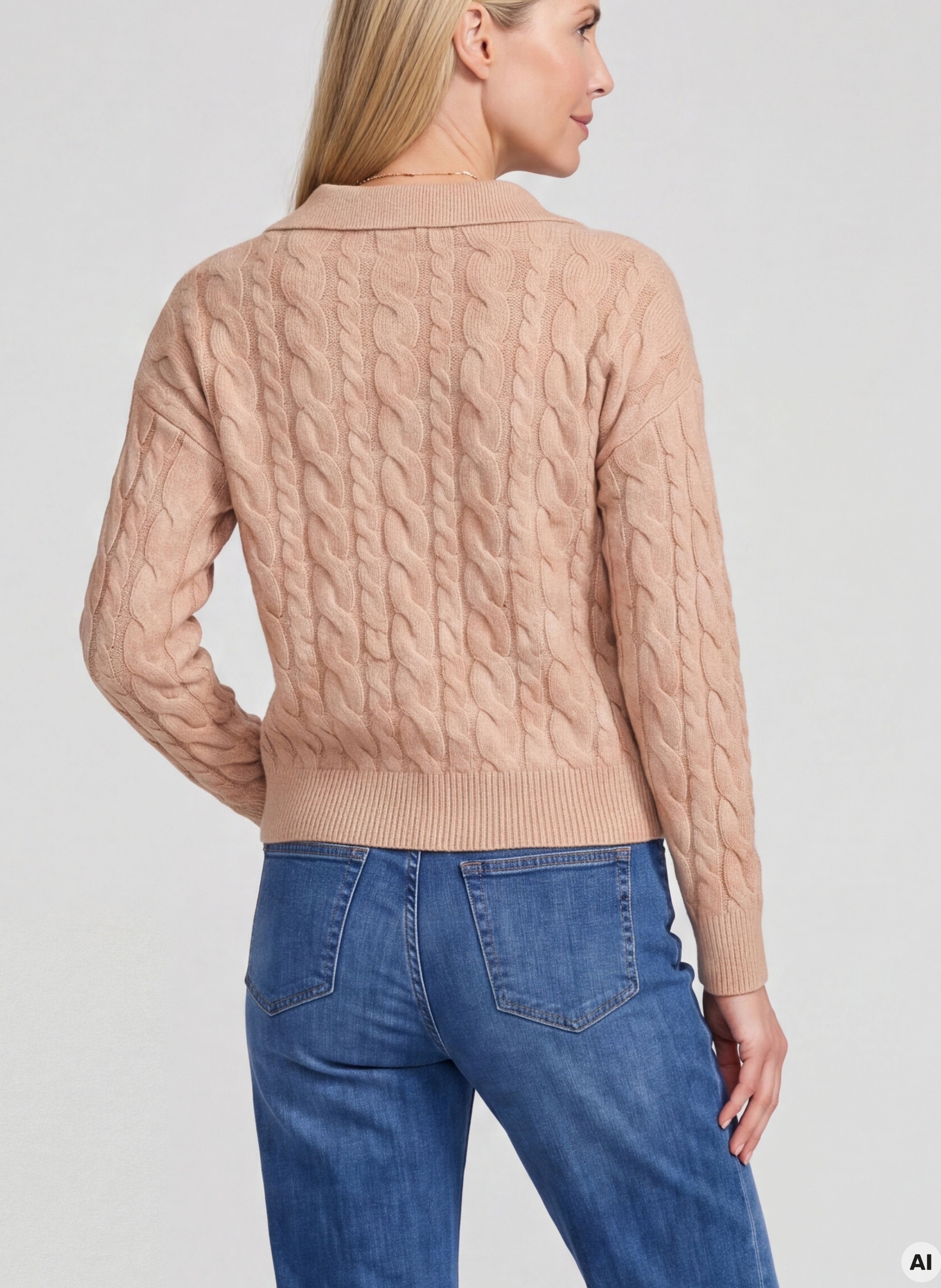 Beiger Damenpullover mit langen Ärmeln ORSAY - 004