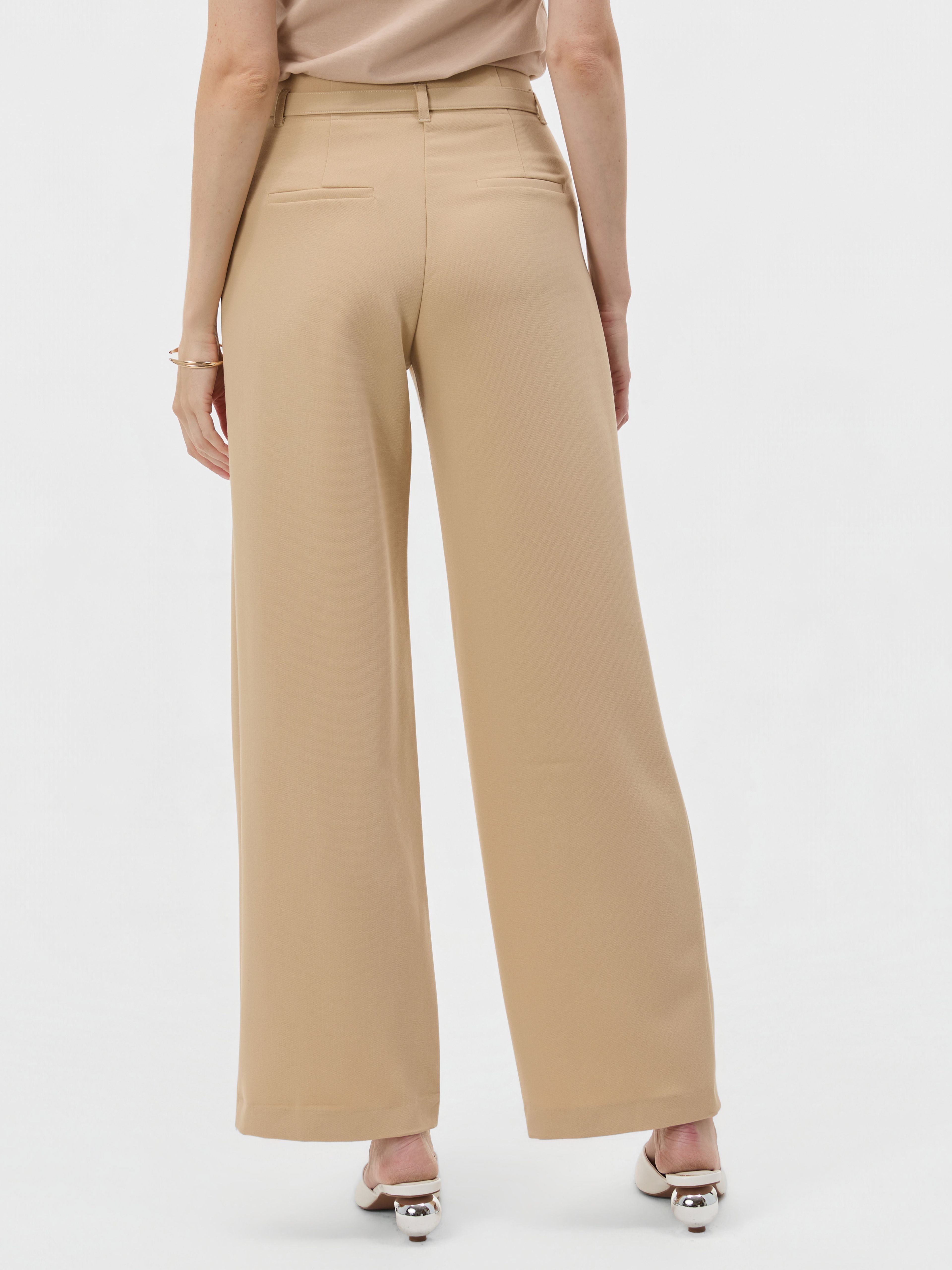 Beige Damenhose mit weitem Bein und hohem Bund ORSAY - 003