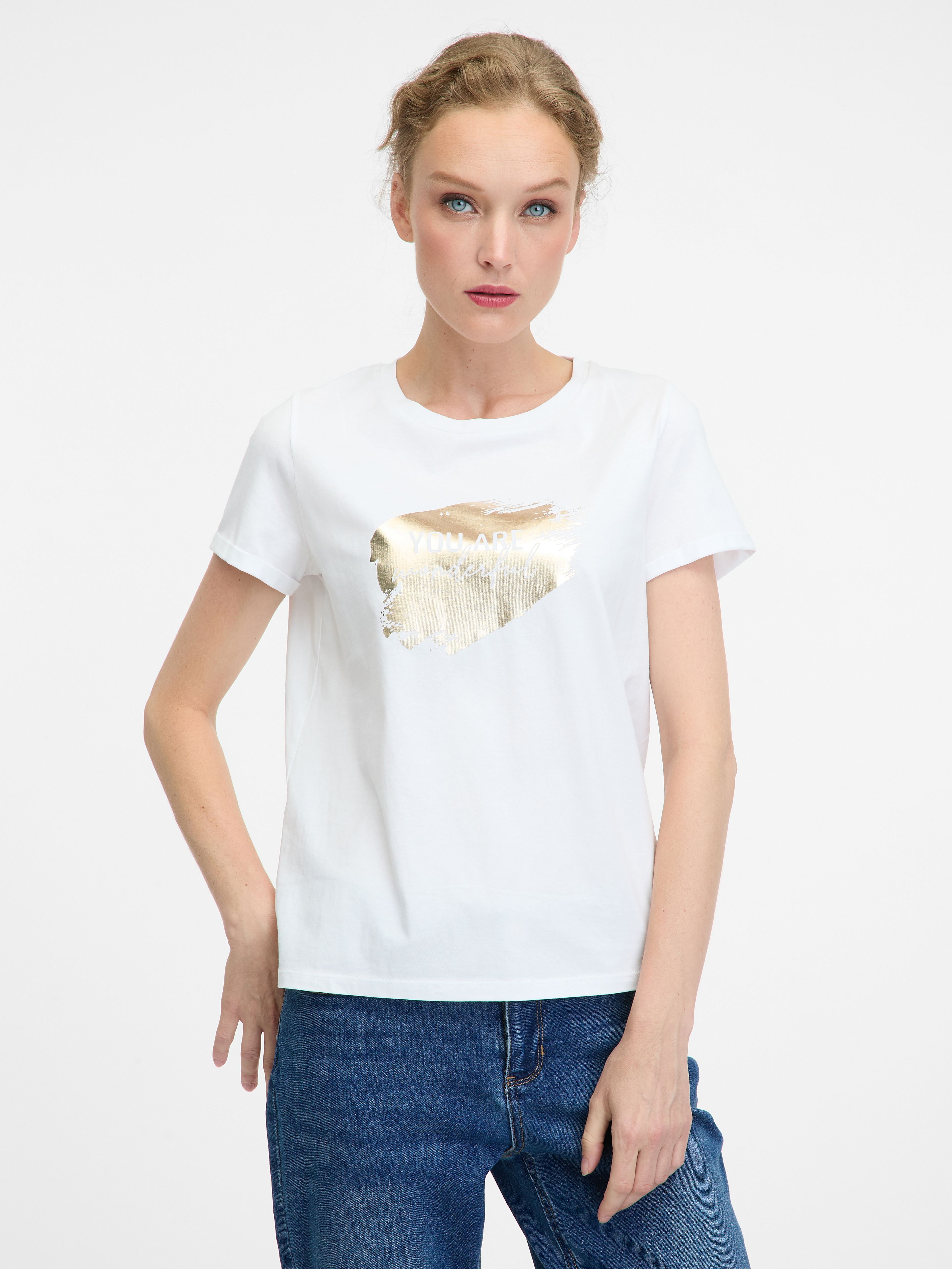 Weißes Kurzarm-T-Shirt für Frauen ORSAY