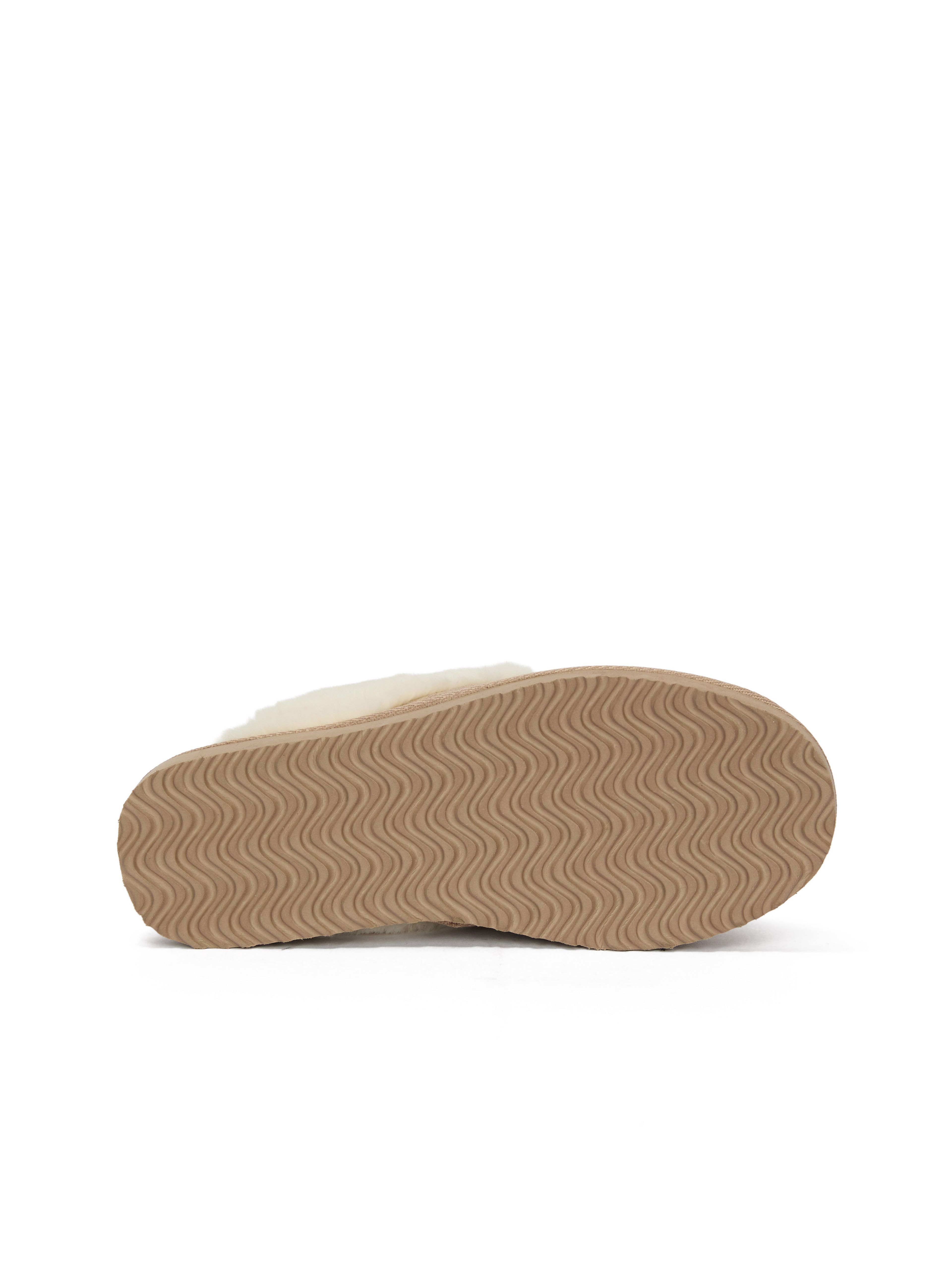 Beigefarbene Damen-Pantoffeln mit Fell ORSAY IMARA - 007