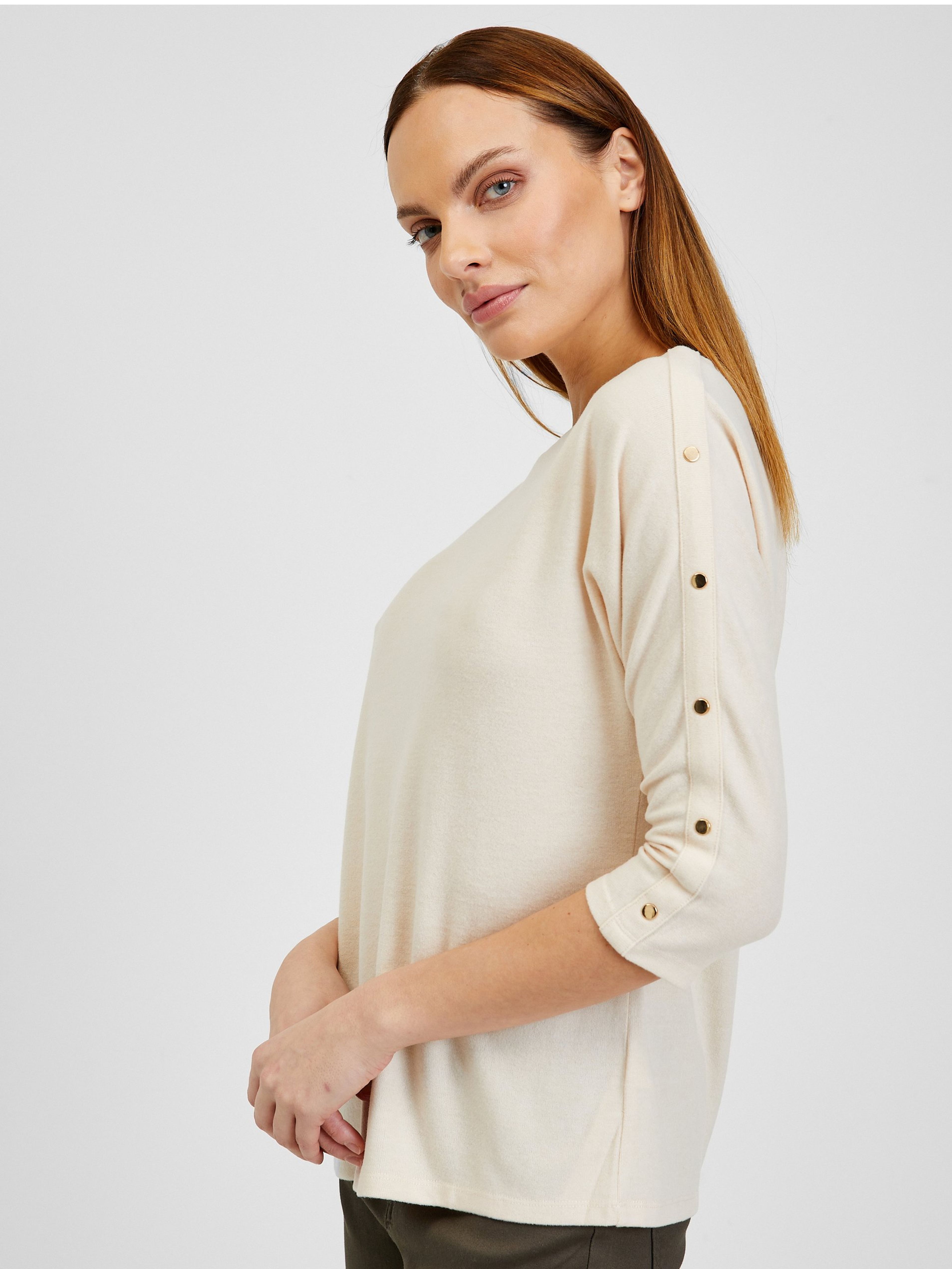 Kremowy t-shirt damski ORSAY