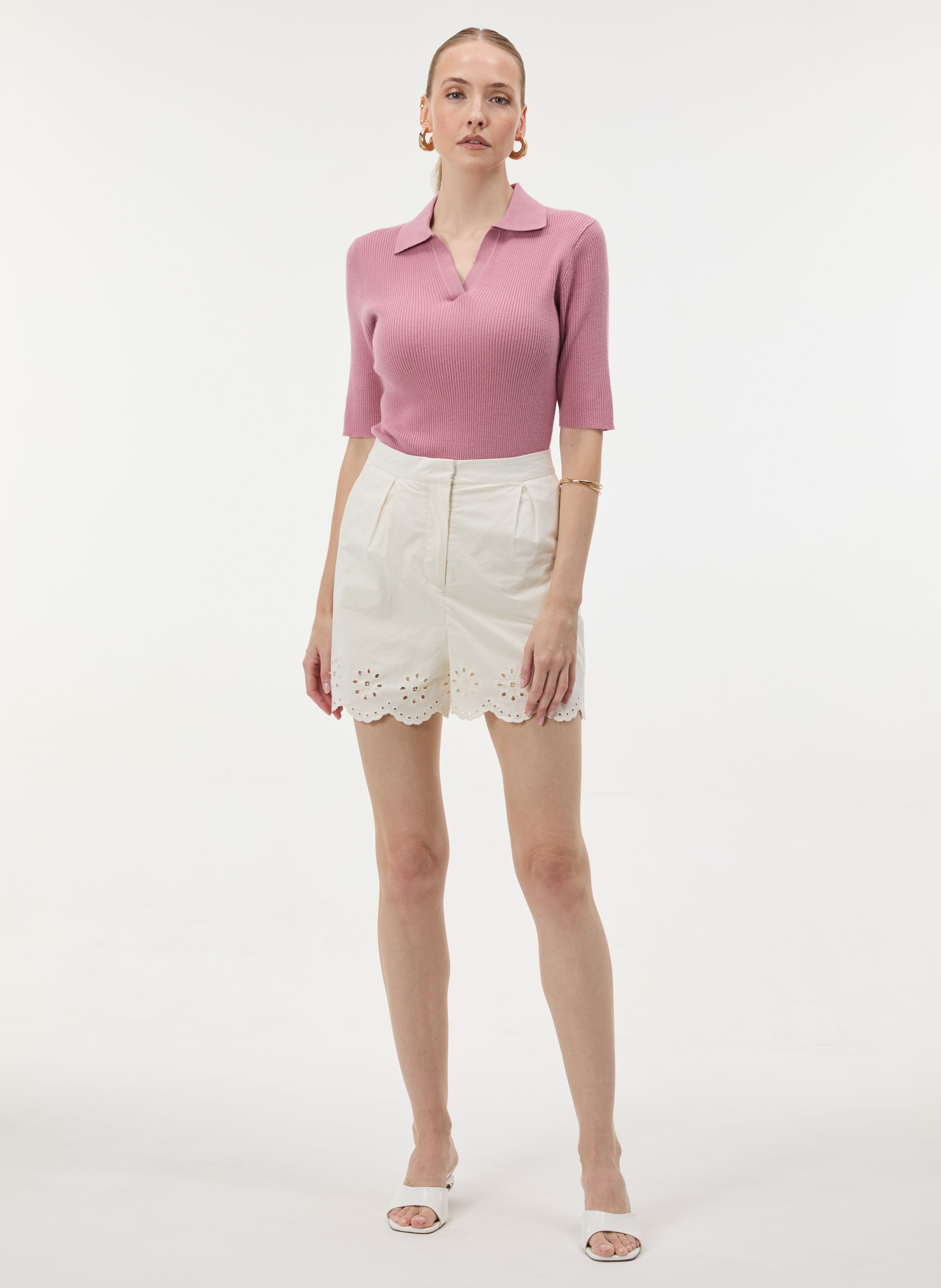 Rosa Damen-Cardigan mit Kragen und kurzen Ärmeln ORSAY - 003