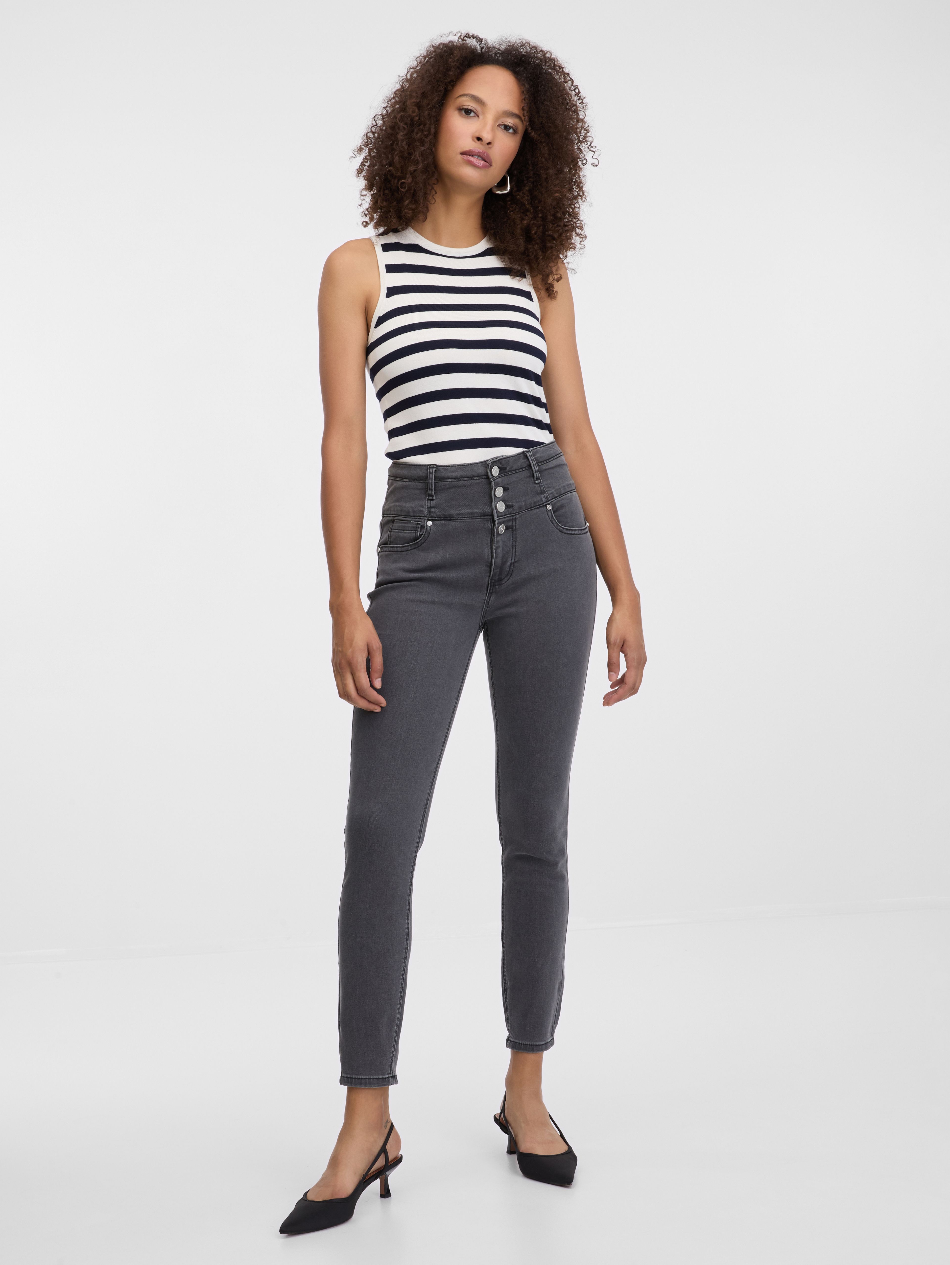 Ciemnoszare damskie jeansy skinny fit ORSAY