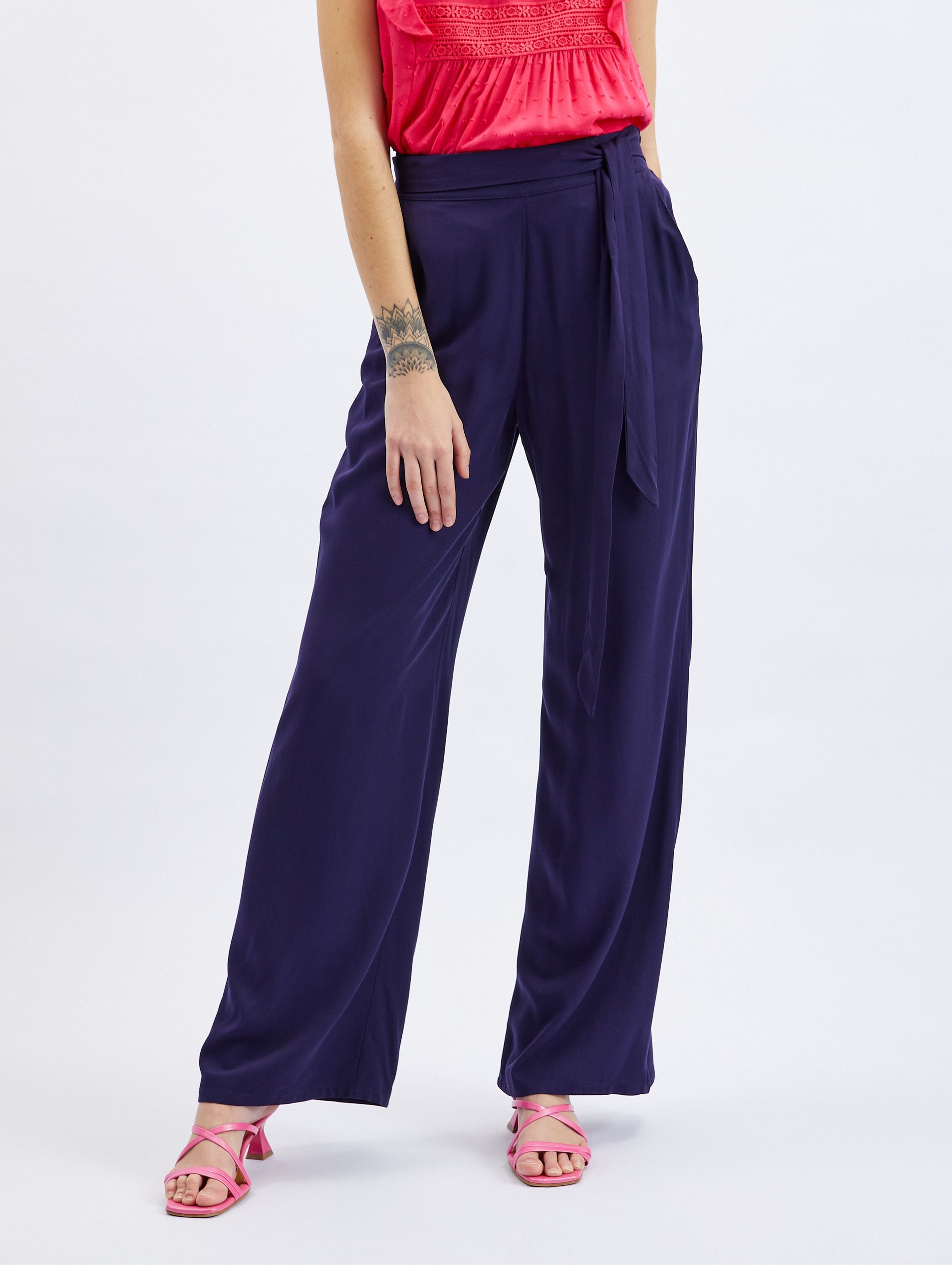 Dunkelblaue Damen-Weitbeinhose ORSAY