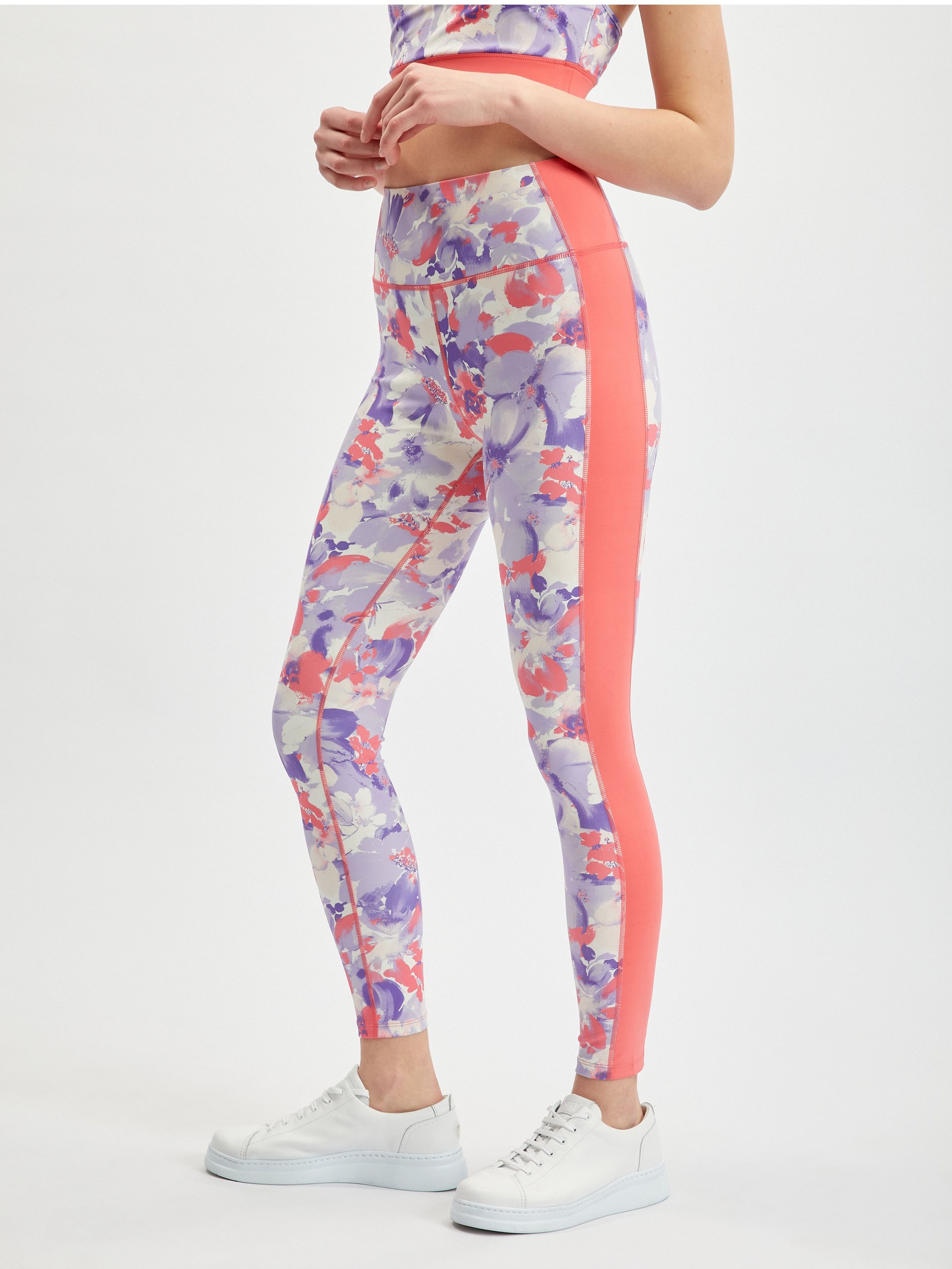 Colanți sport de damă cu model floral violet deschis ORSAY