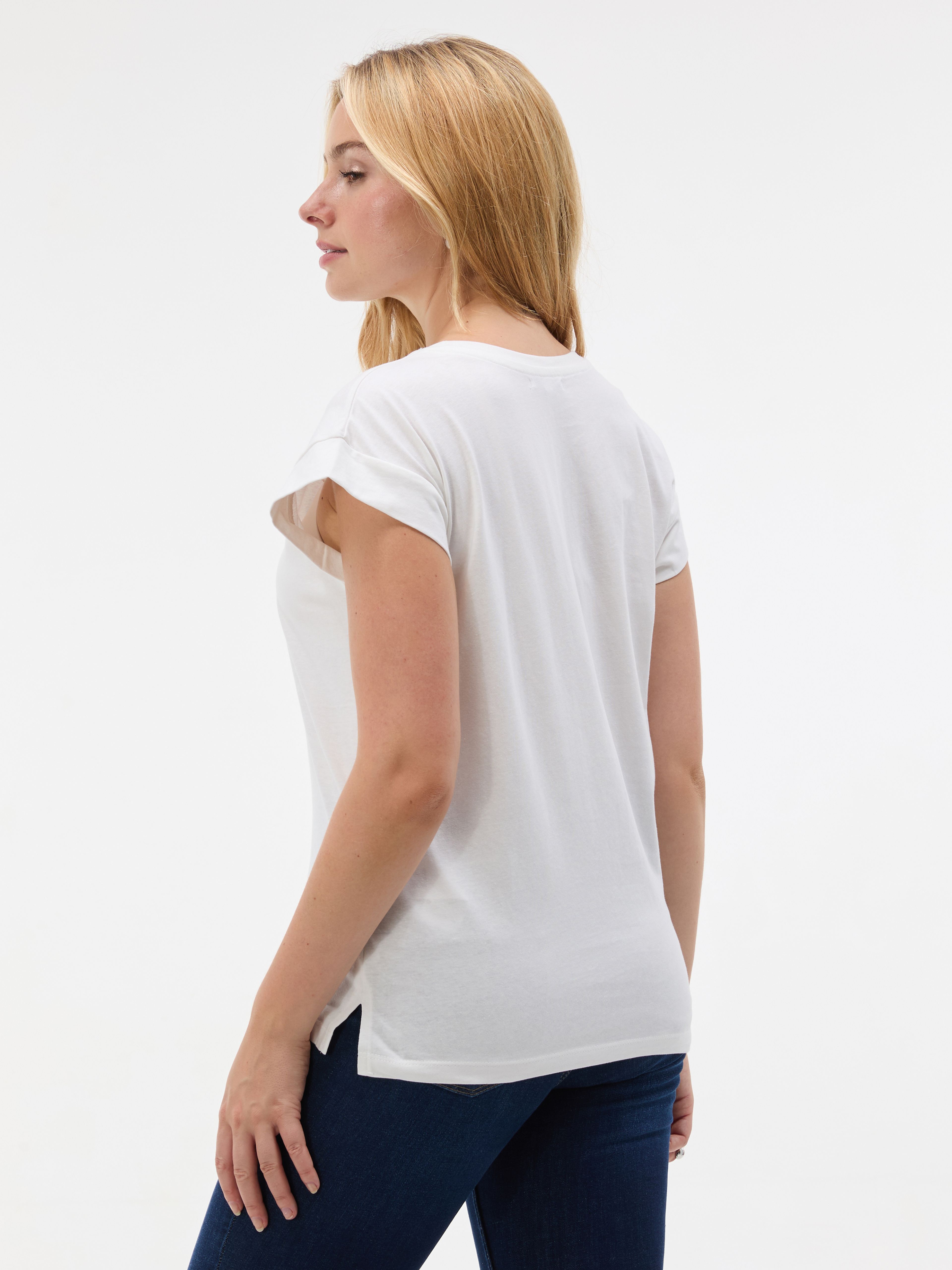 Biały damski t-shirt z krótkim rękawem ORSAY - 002