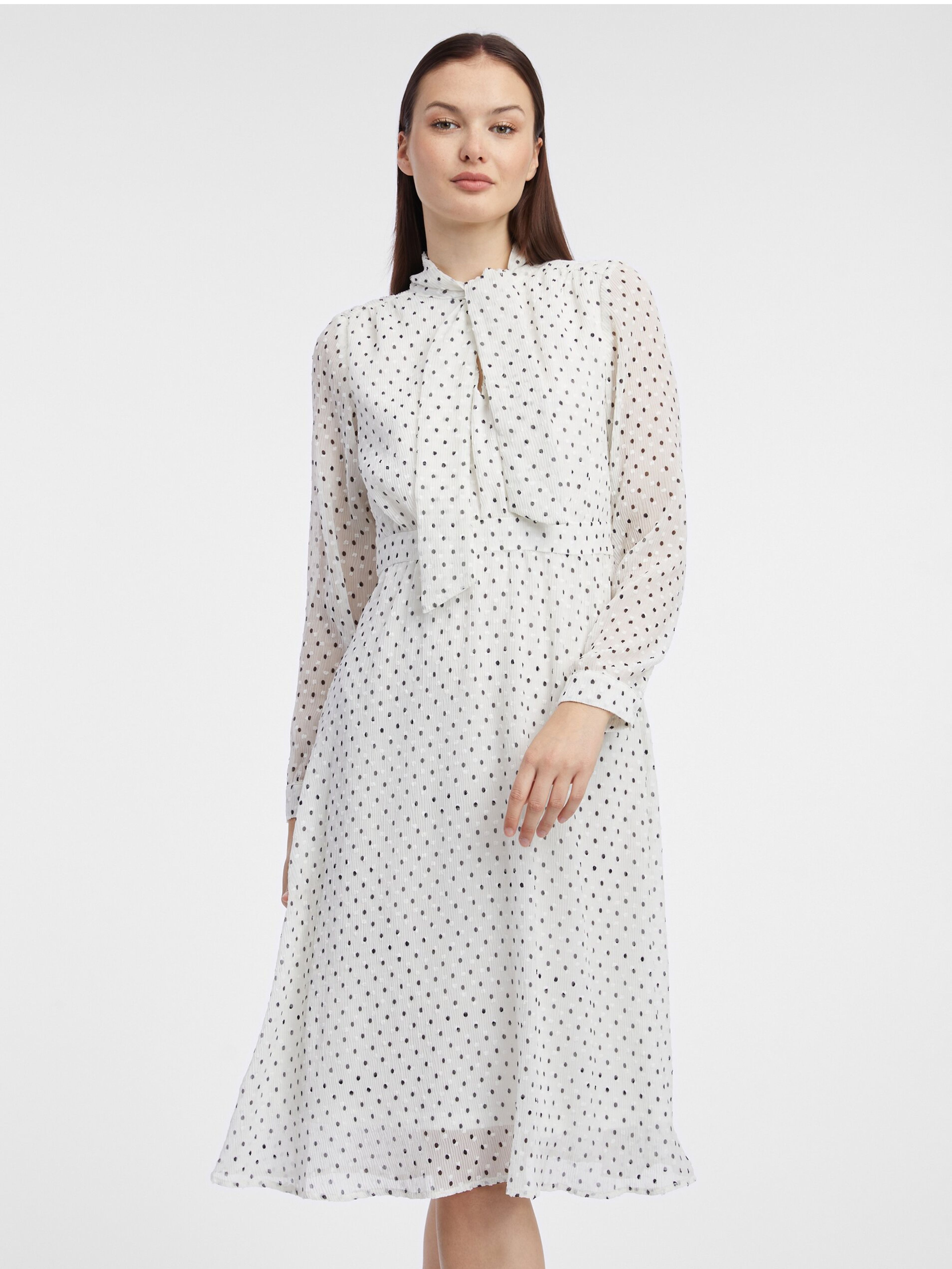 Cremefarbenes Damen-Polka-Dot-Kleid ORSAY