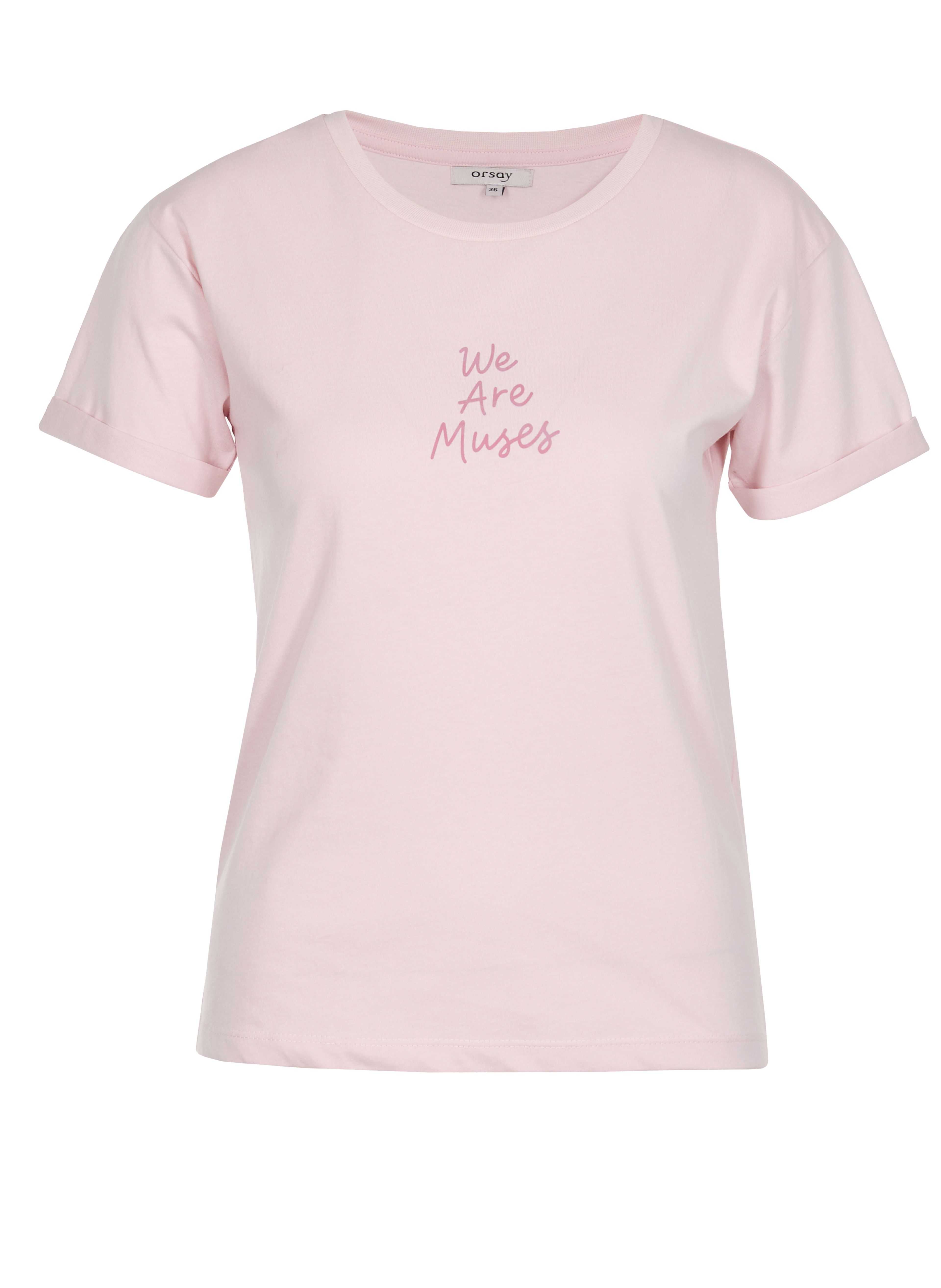 Jasnoróżowy damski t-shirt z krótkim rękawem ORSAY - 005