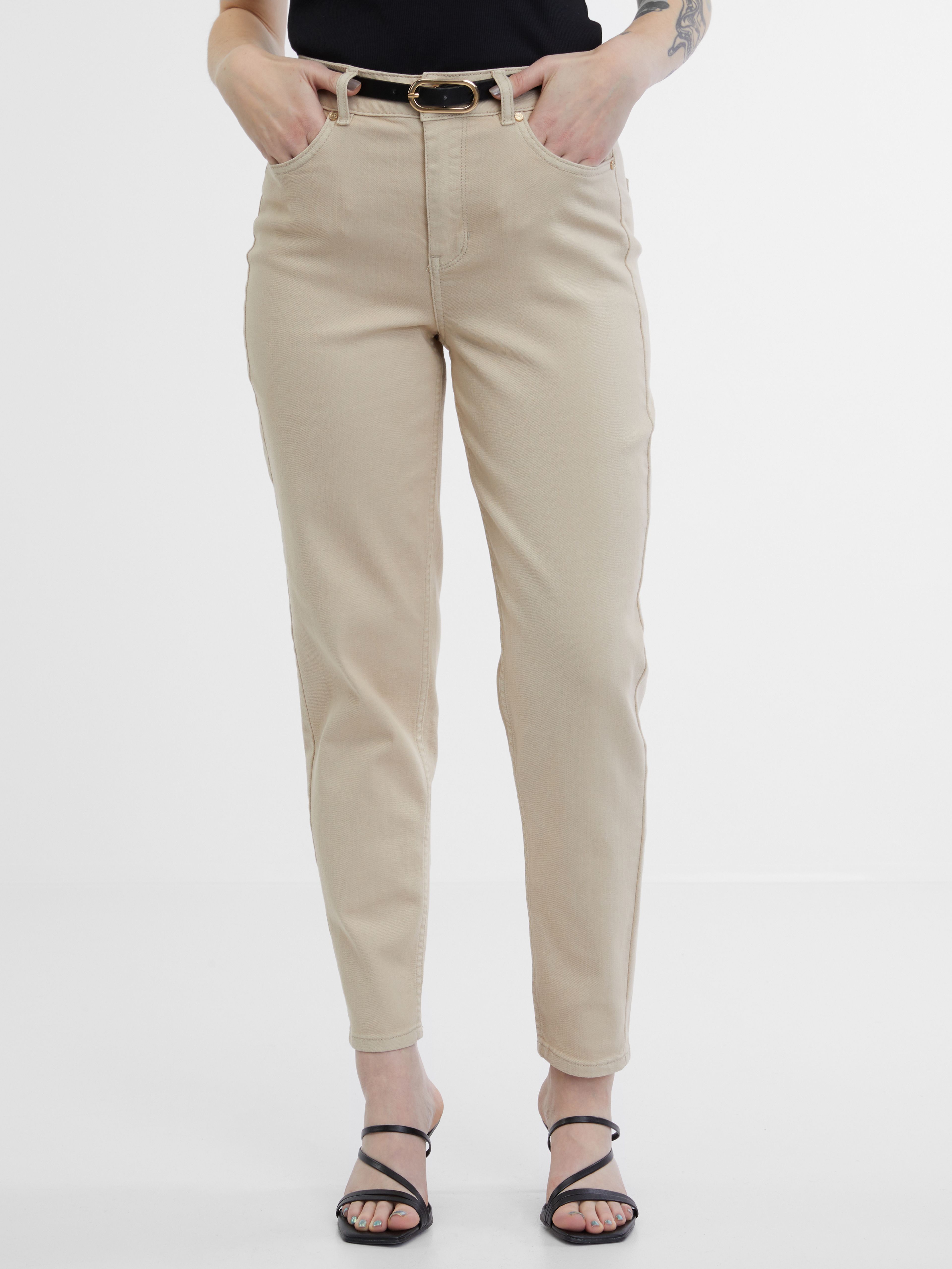 Beigefarbene Mom-Jeans ORSAY