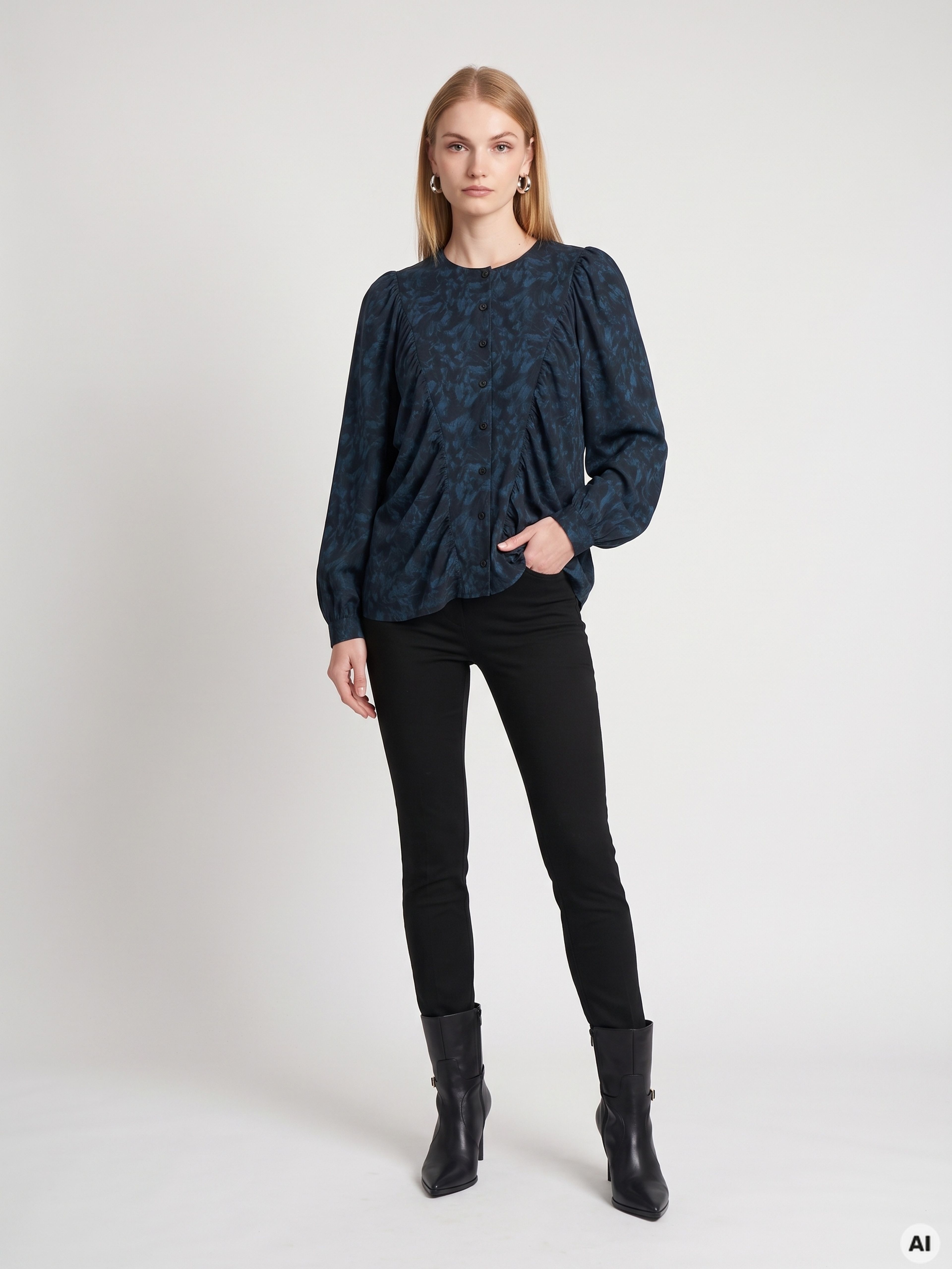 Modra ženska bluza z dolgimi rokavi ORSAY - 001