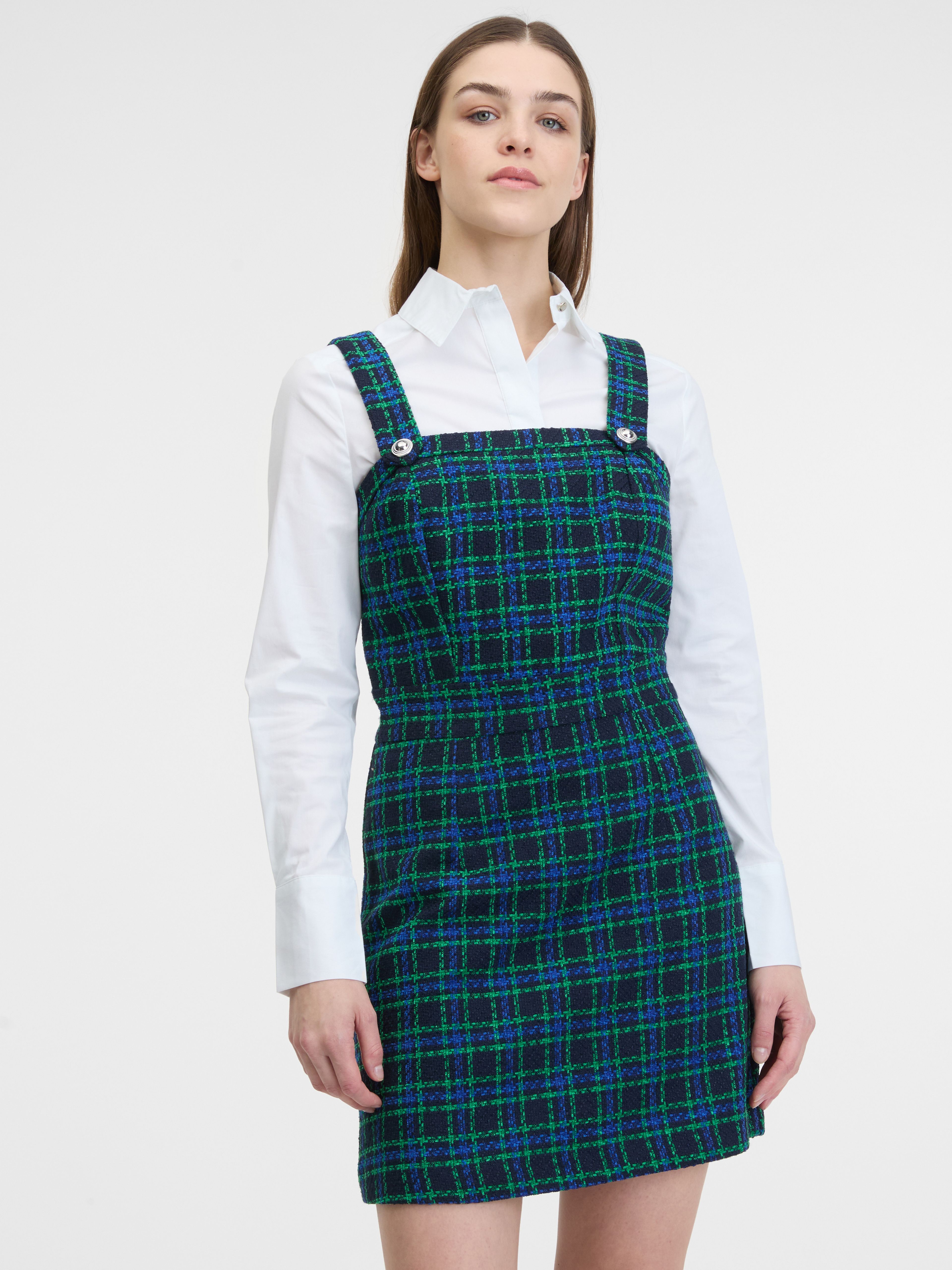 Dunkelblau kariertes Kleid für Damen ORSAY