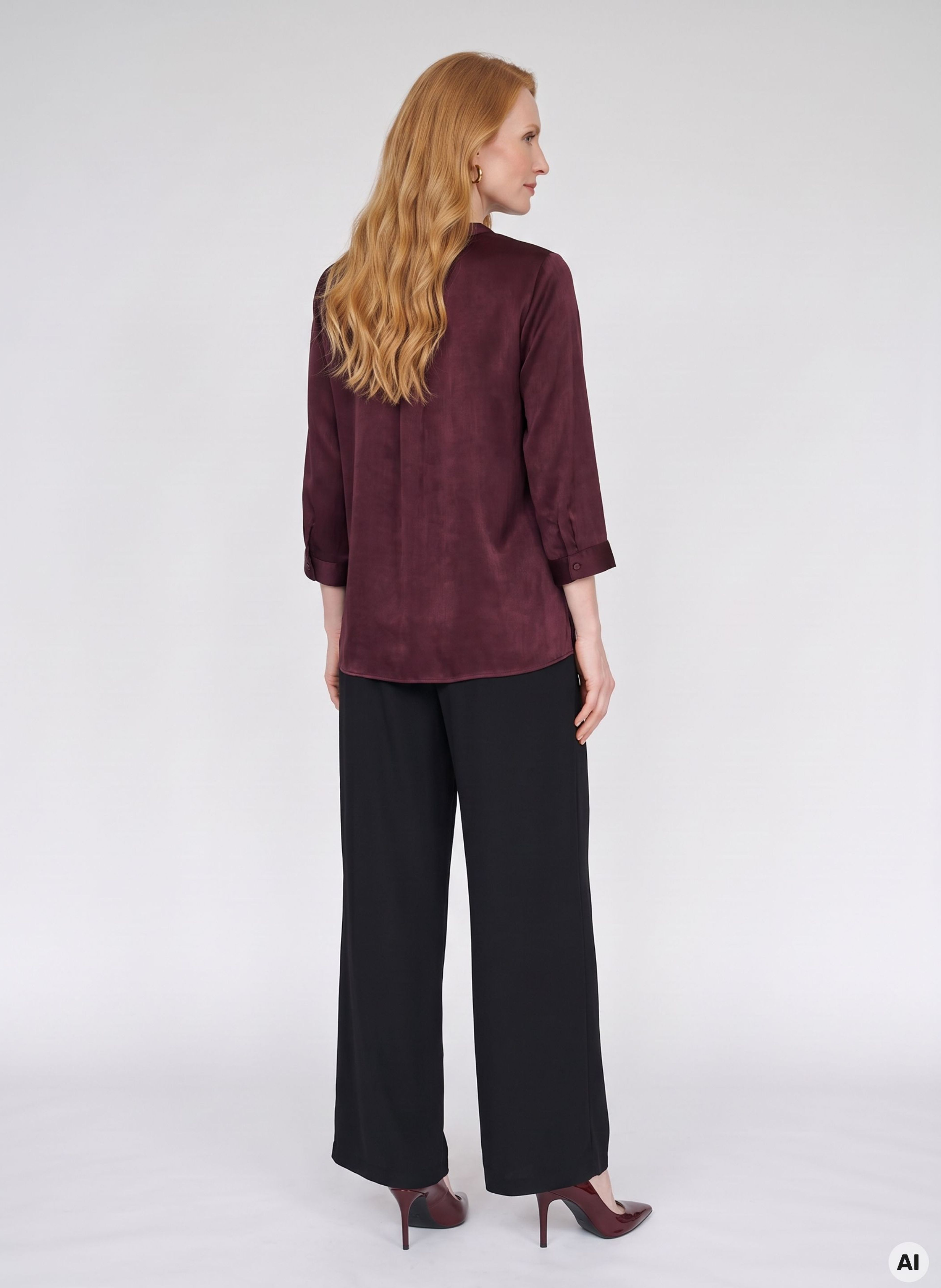 Weinrote Damen-Bluse mit 3/4-Ärmeln ORSAY - 002