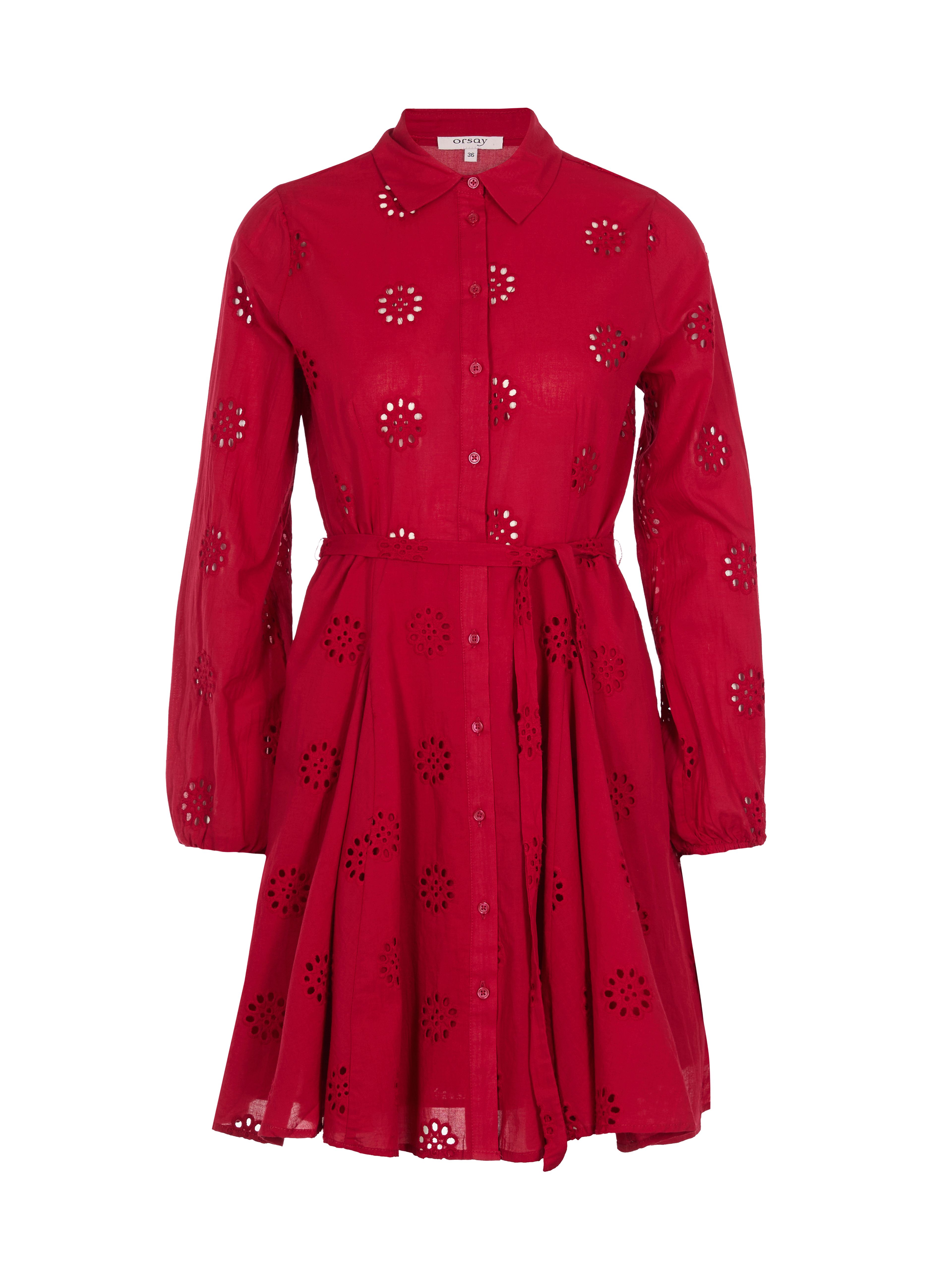 Rochie tip cămașă scurtă, cu croială evazată, roșu ORSAY - 005