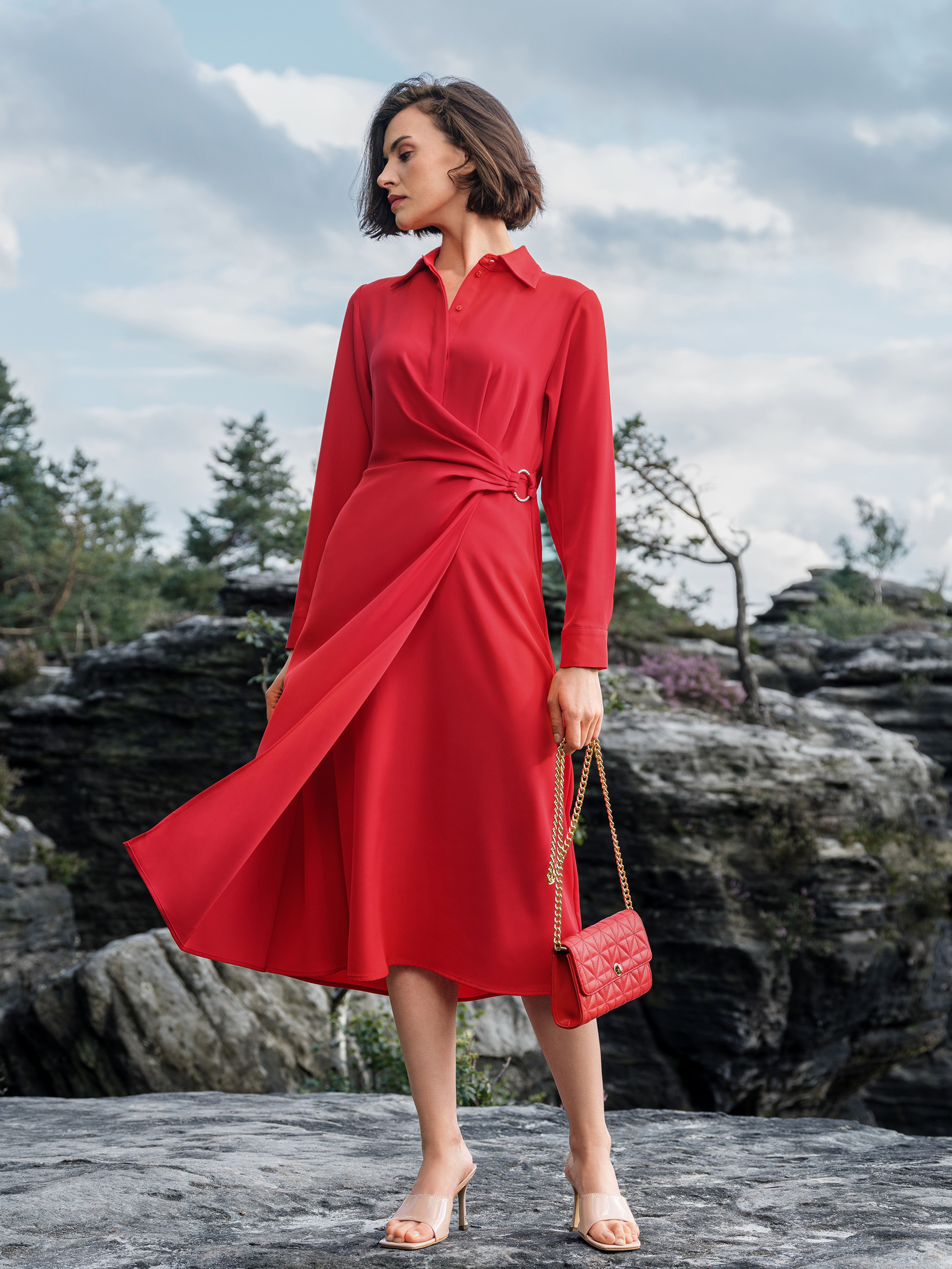 Rotes Damen-Midikleid ORSAY