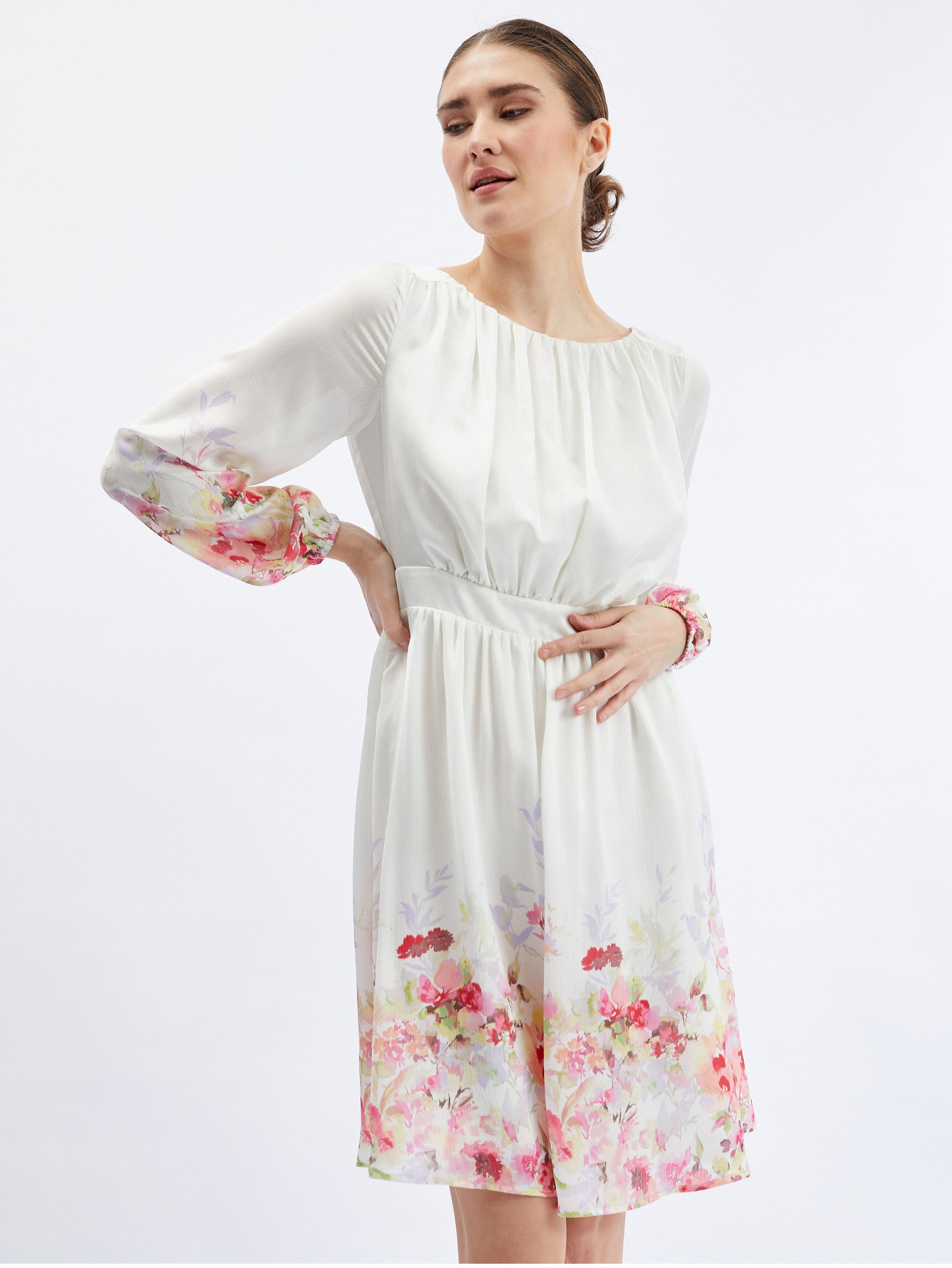 Rochie florală de damă roz-crem ORSAY