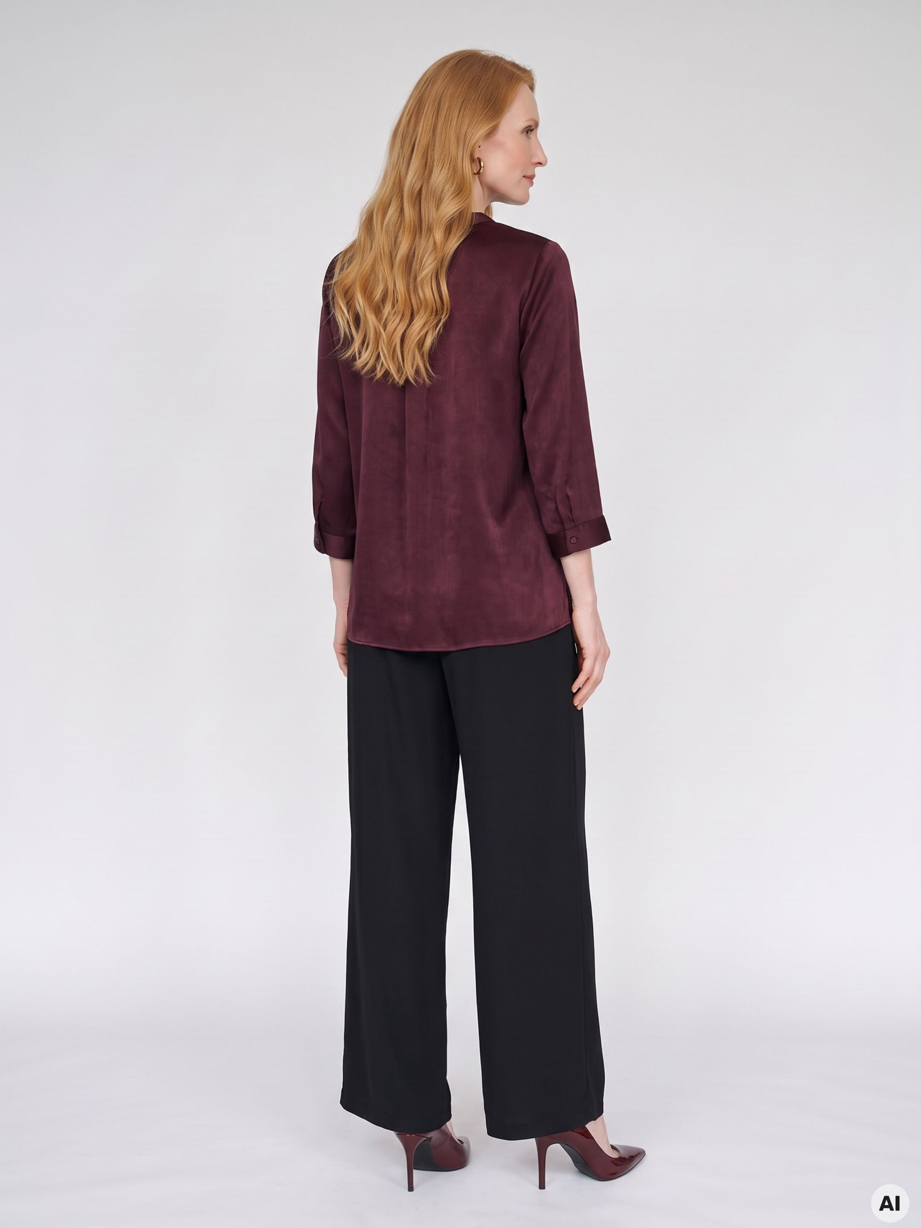 Weinrote Damen-Bluse mit 3/4-Ärmeln ORSAY - 002