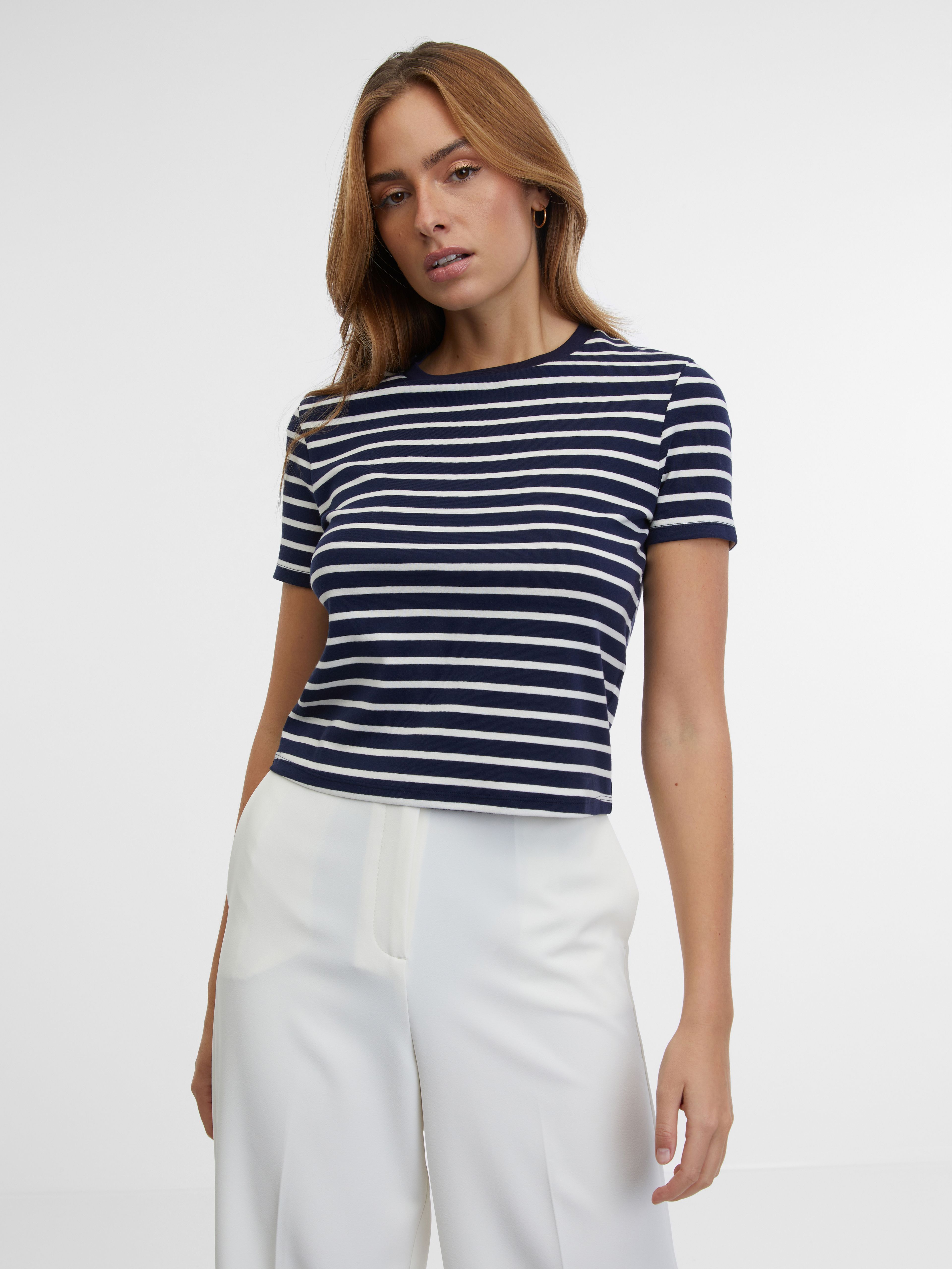 Dunkelblau gestreiftes Damen-T-Shirt ORSAY