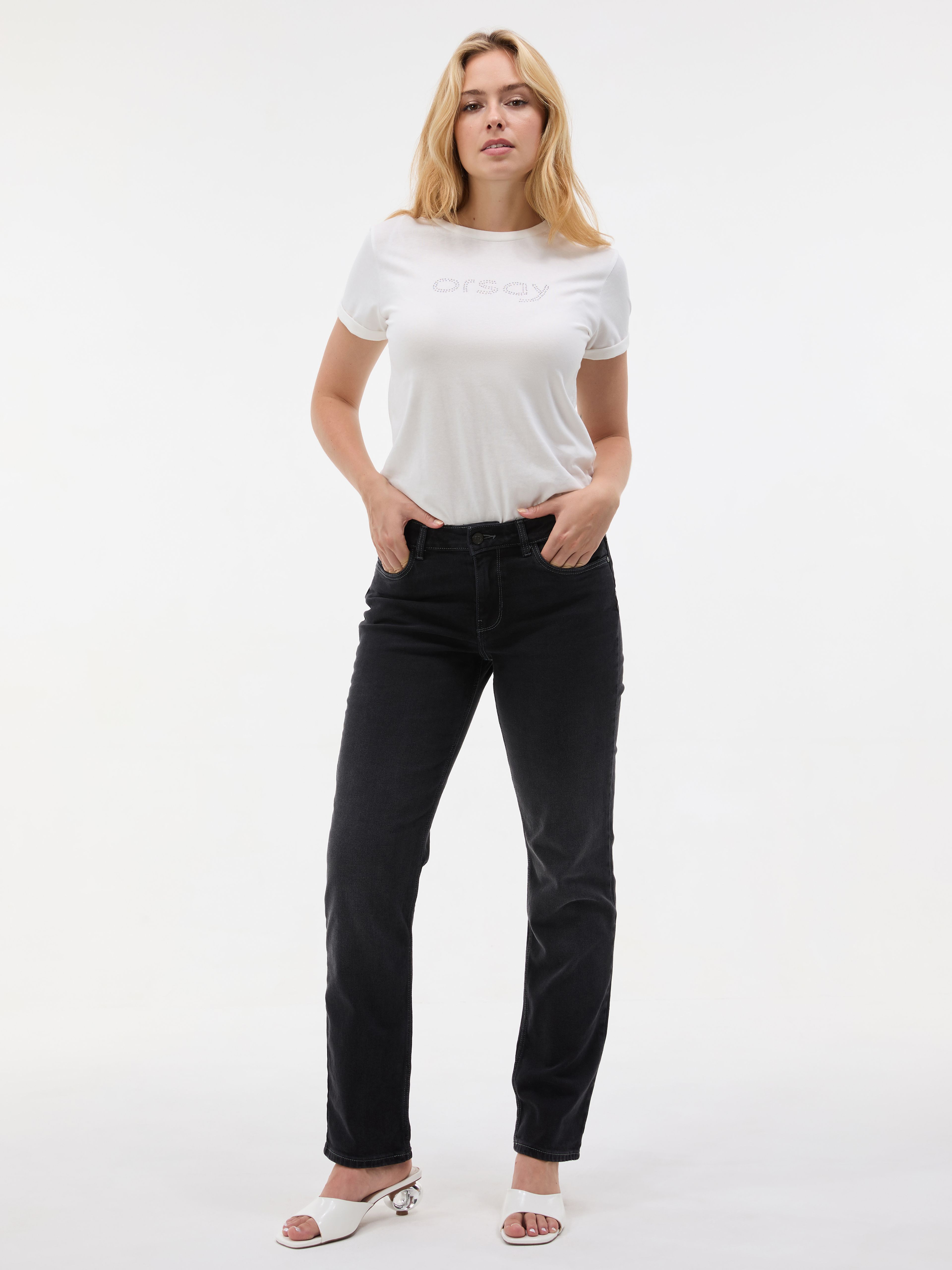 Biały damski t-shirt z krótkim rękawem ORSAY - 003