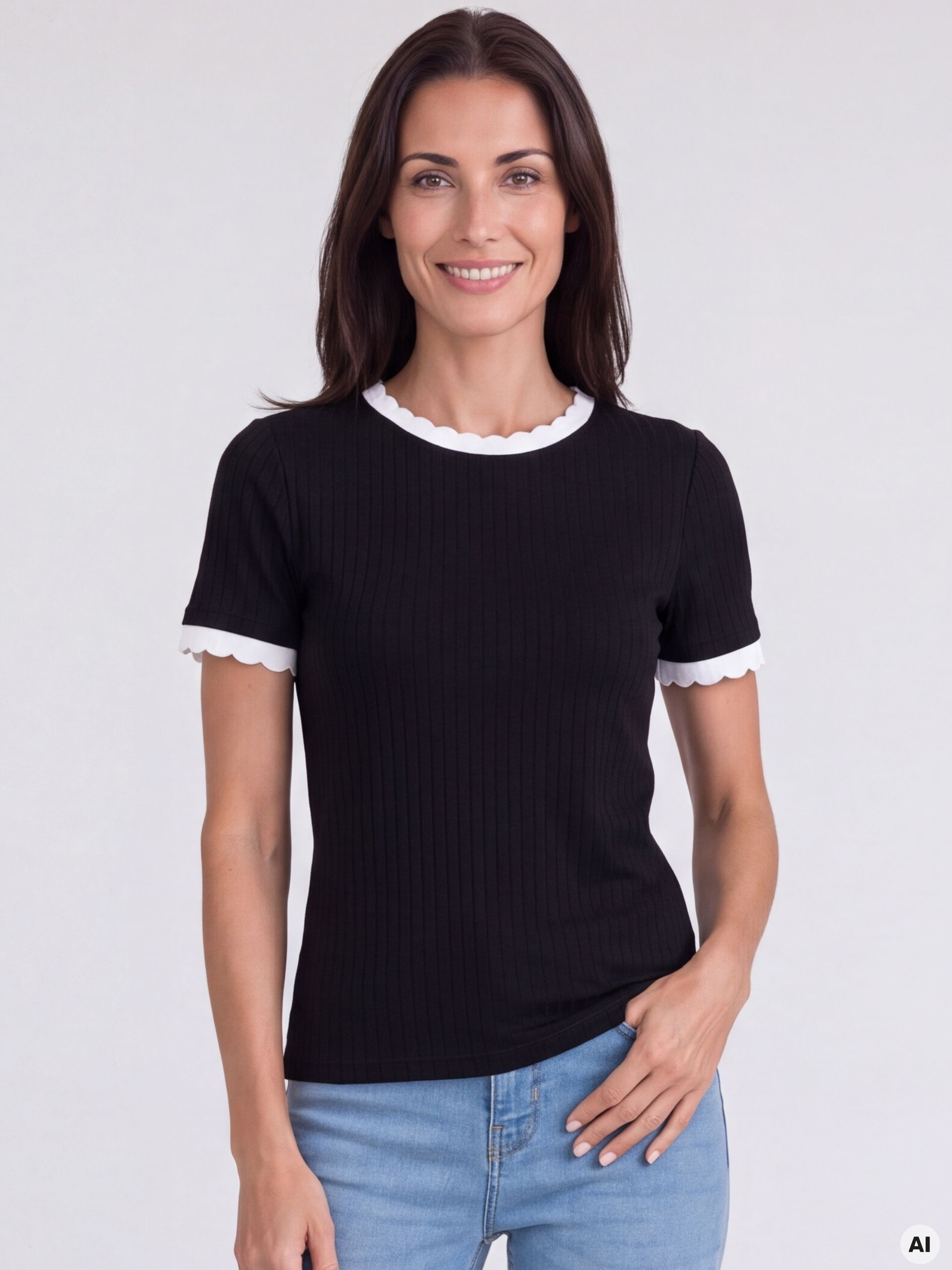 Tricou pentru femei negru cu mâneci scurte ORSAY - 001